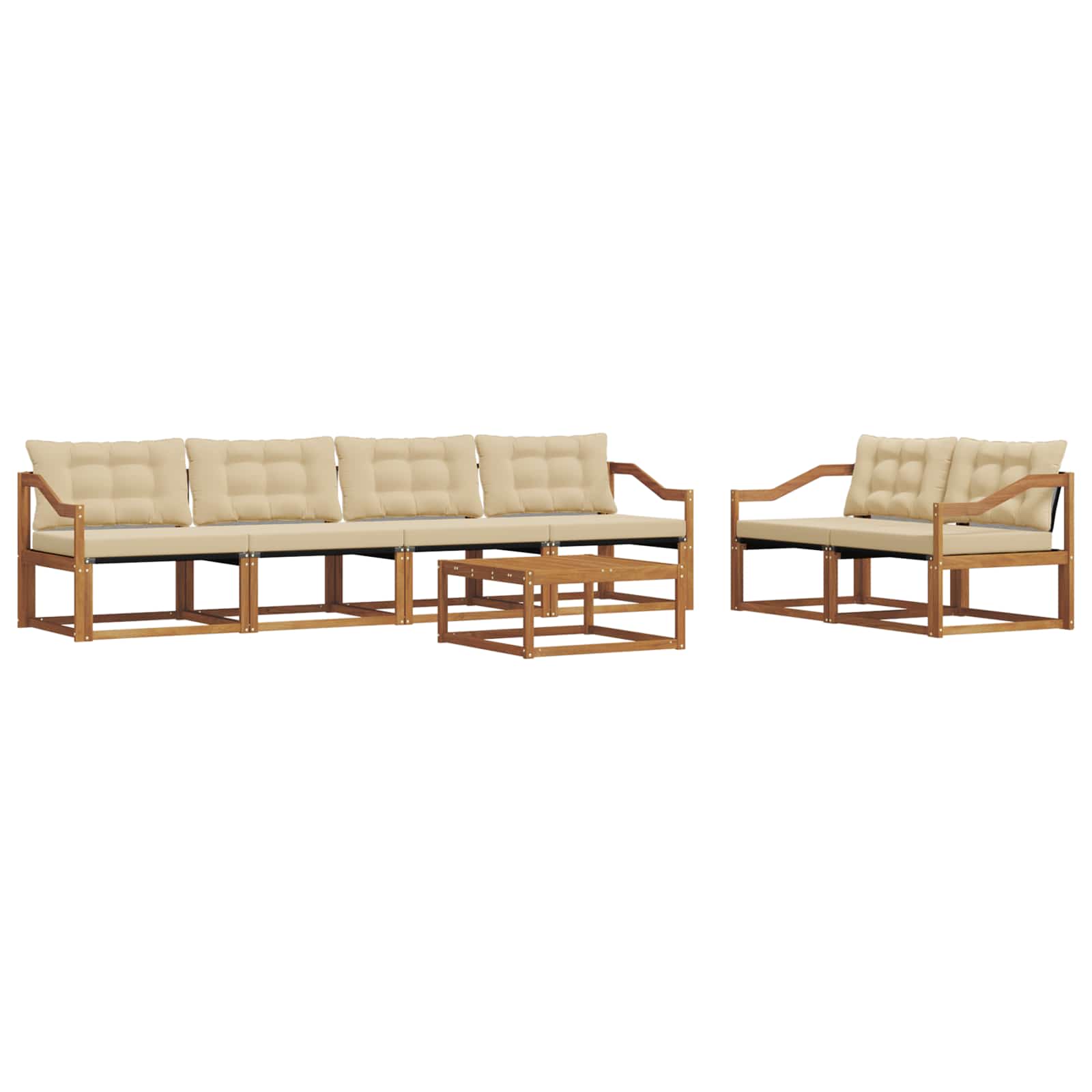 Outdoor-Sofagarnitur mit Kissen 7 pcs Natur und Beige