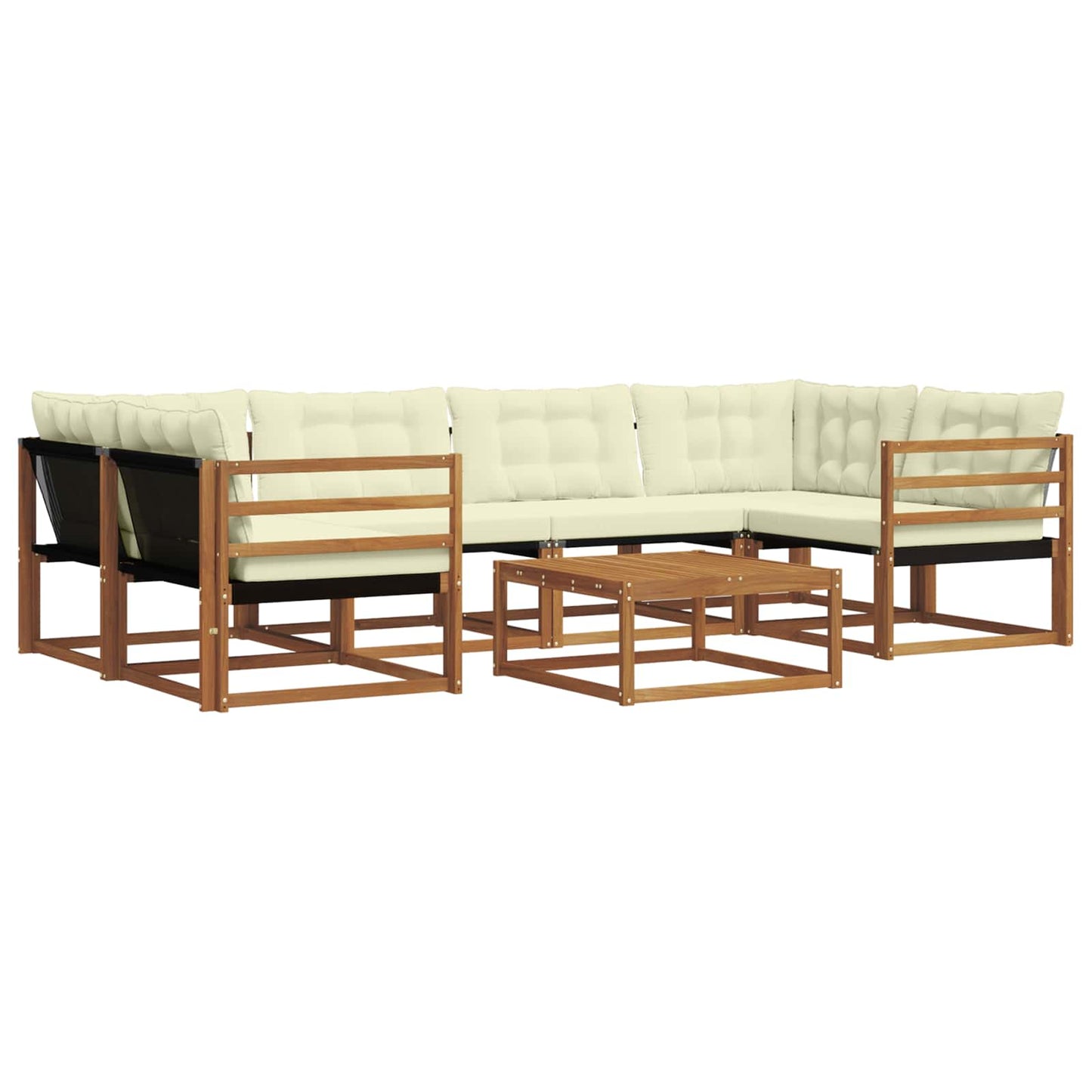 Outdoor-Sofagarnitur mit Kissen 7 pcs Natur und Creme