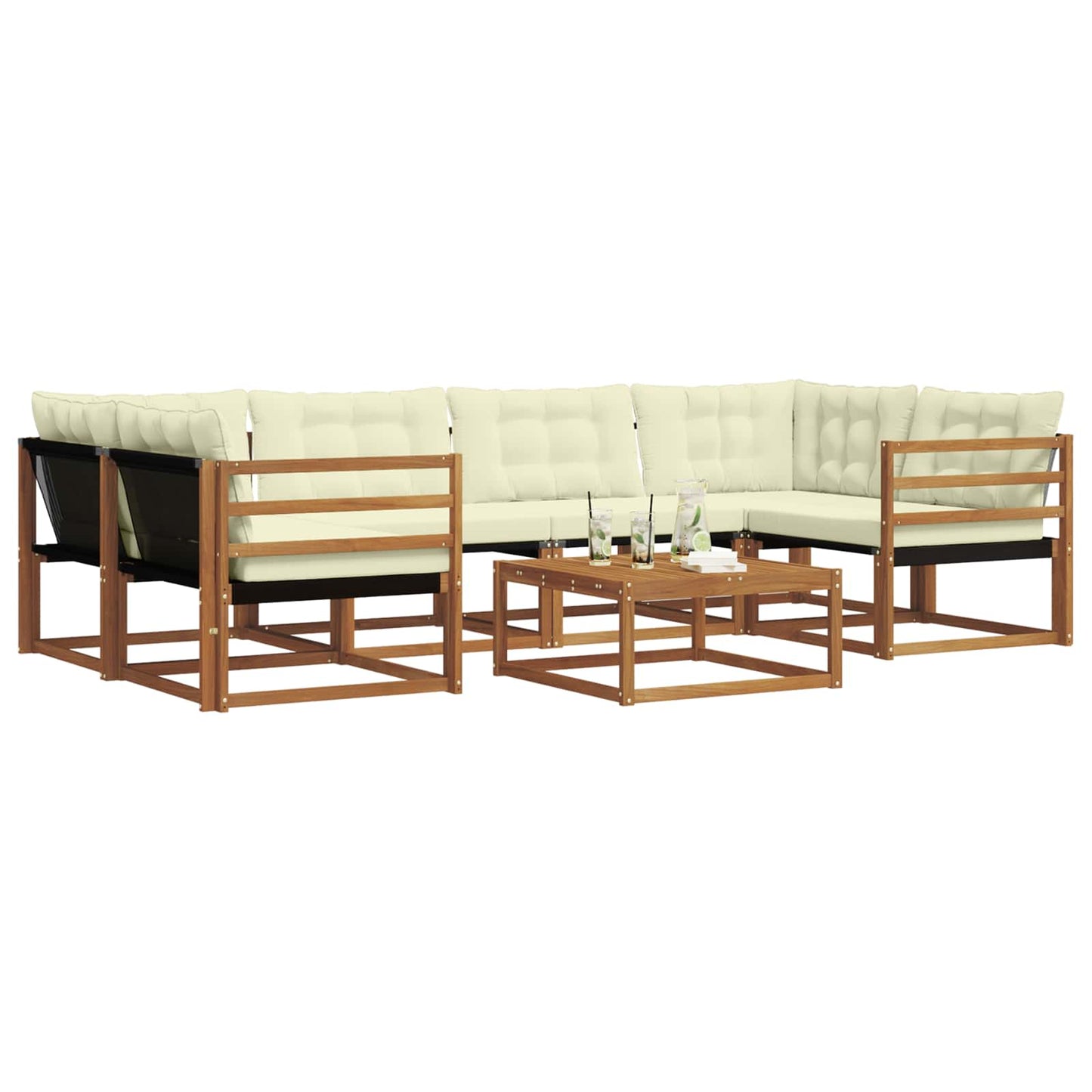 Outdoor-Sofagarnitur mit Kissen 7 pcs Natur und Creme