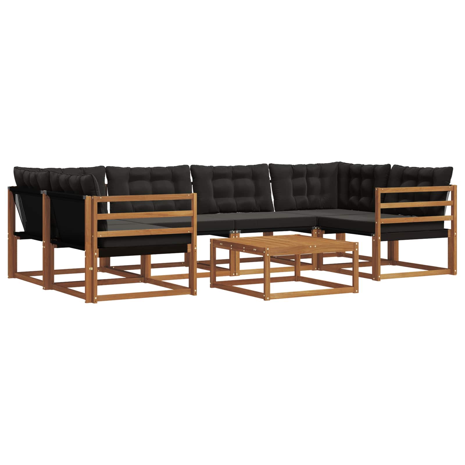 Outdoor-Sofagarnitur mit Kissen 7 pcs Natürlich und Schwarz