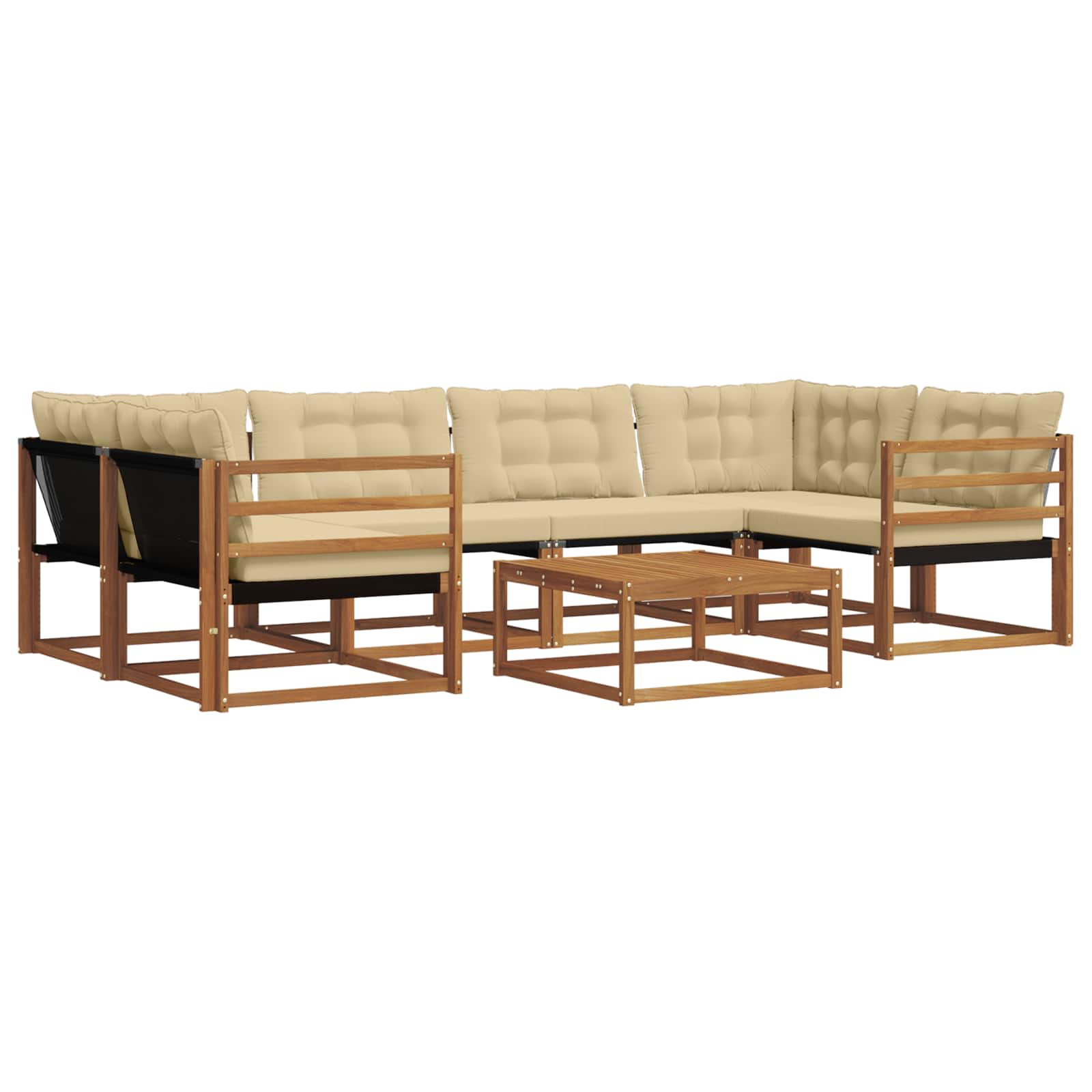 Outdoor-Sofagarnitur mit Kissen 7 pcs Natur und Beige