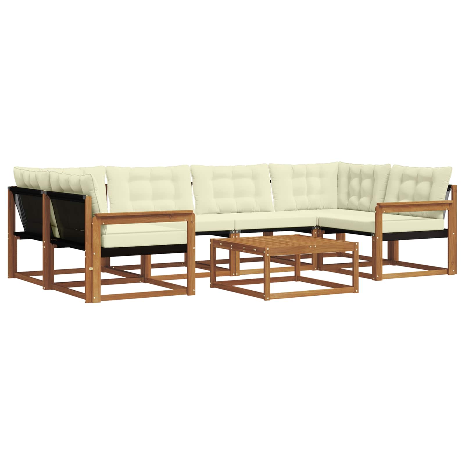Outdoor-Sofagarnitur mit Kissen 7 pcs Natur und Creme
