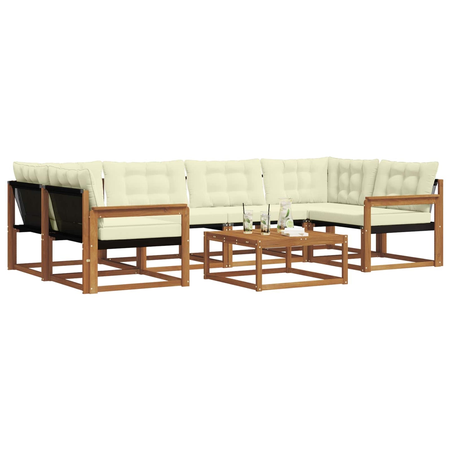 Outdoor-Sofagarnitur mit Kissen 7 pcs Natur und Creme