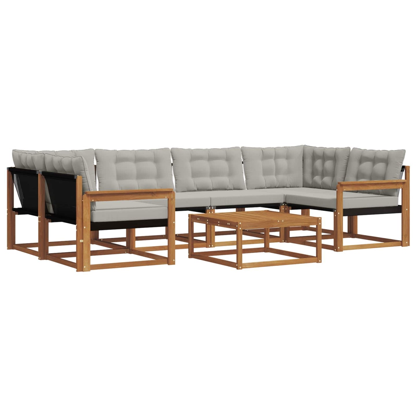 Outdoor-Sofagarnitur mit Kissen 7 pcs Natürlich und Hellgrau