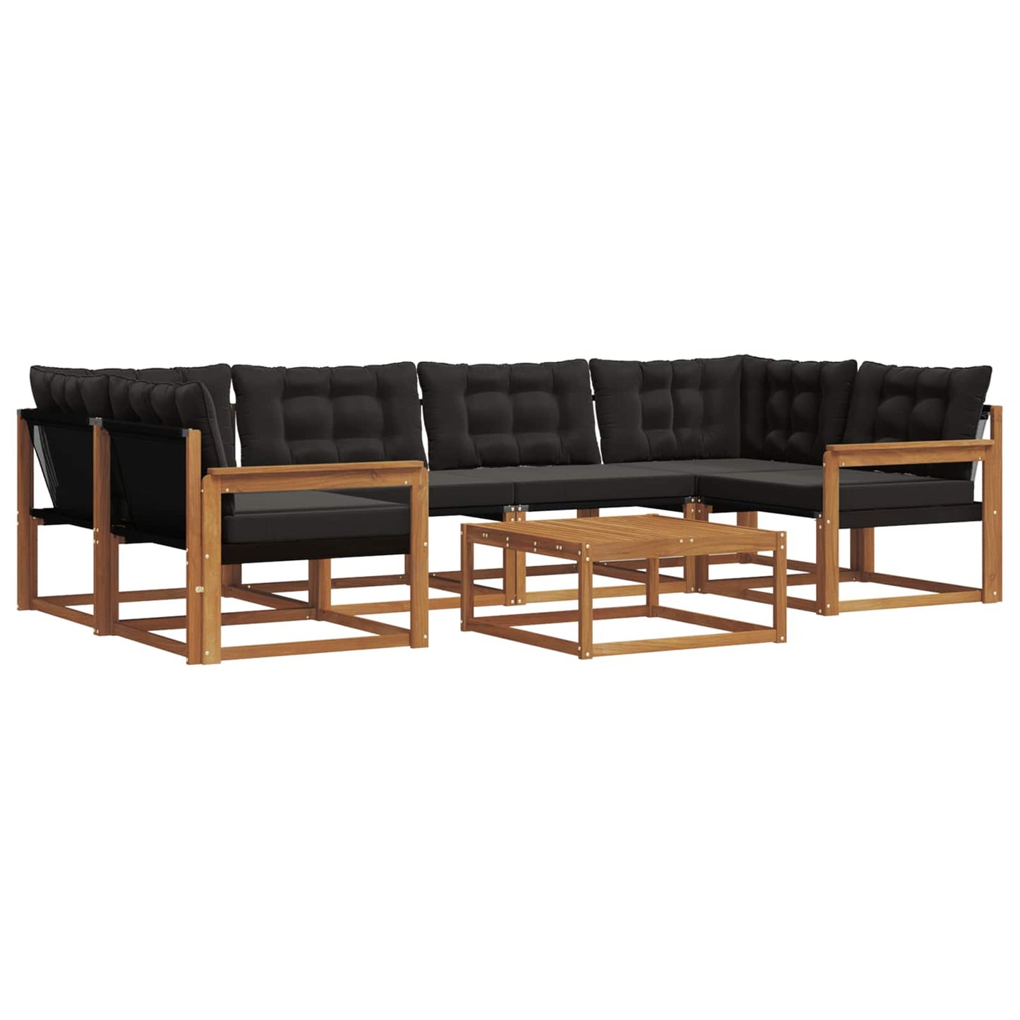 Outdoor-Sofagarnitur mit Kissen 7 pcs Natürlich und Schwarz