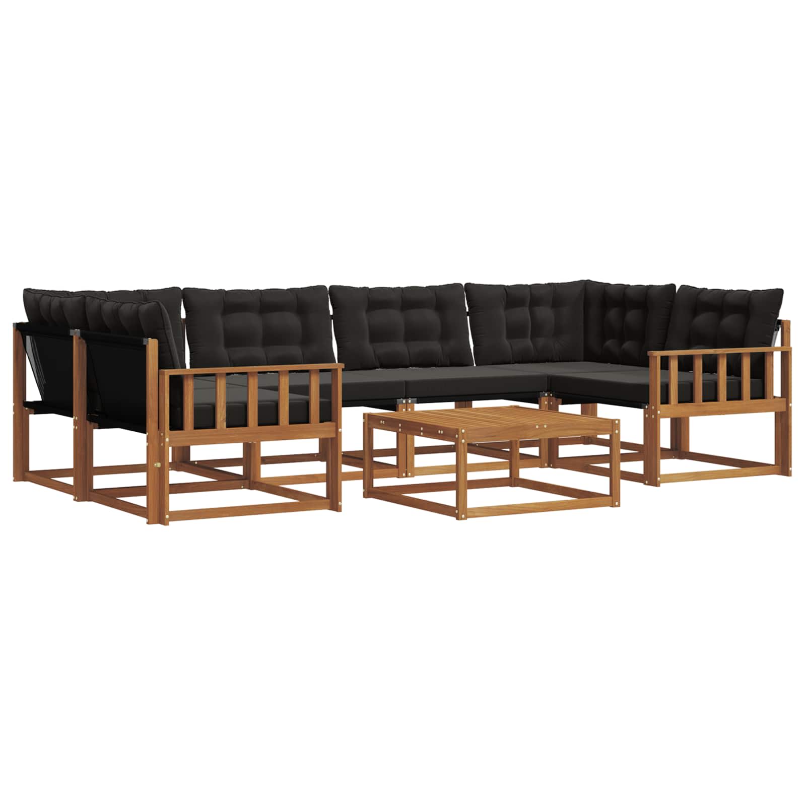 Outdoor-Sofagarnitur mit Kissen 7 pcs Natürlich und Schwarz
