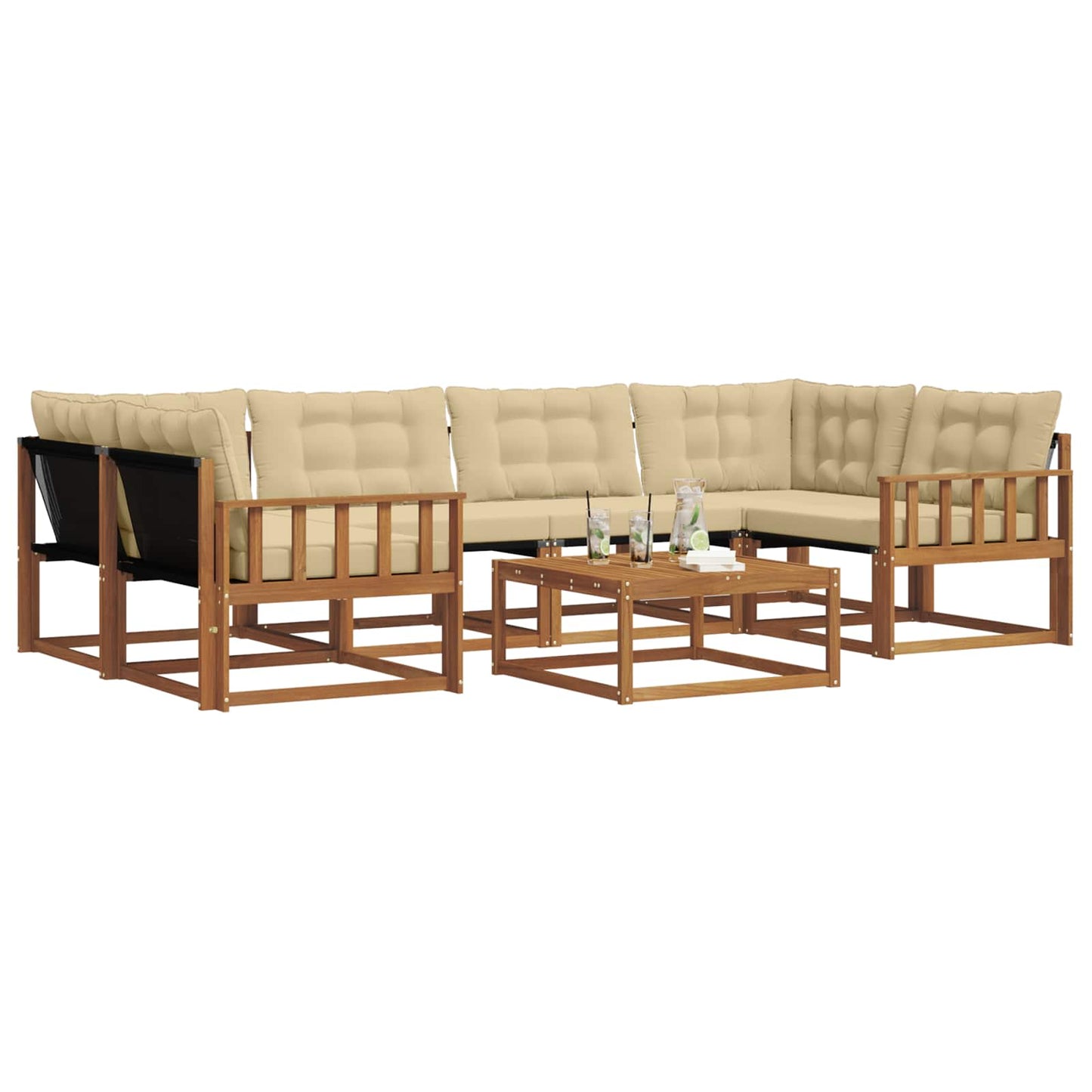 Outdoor-Sofagarnitur mit Kissen 7 pcs Natur und Beige