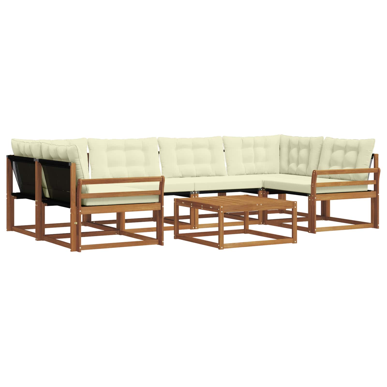 Outdoor-Sofagarnitur mit Kissen 7 pcs Natur und Creme
