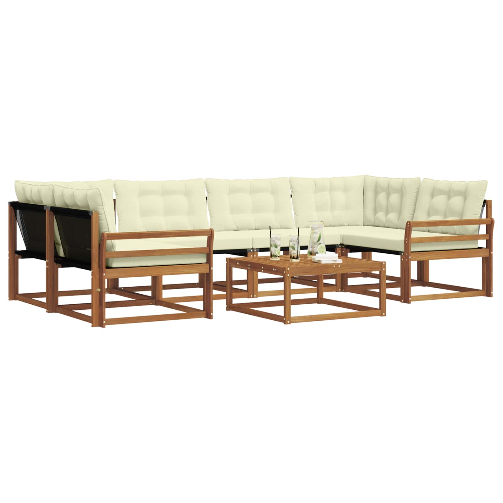 Outdoor-Sofagarnitur mit Kissen 7 pcs Natur und Creme