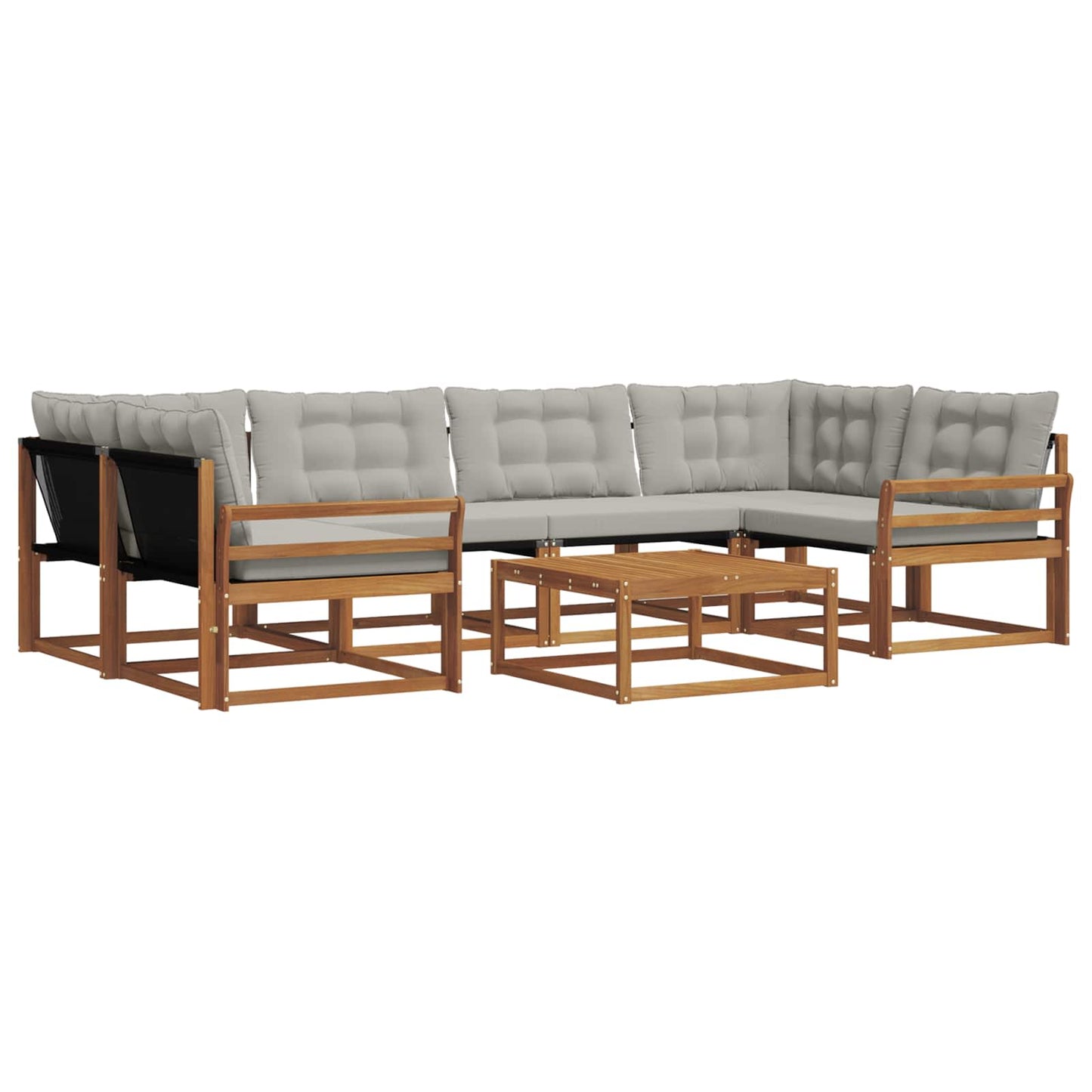 Outdoor-Sofagarnitur mit Kissen 7 pcs Natürlich und Hellgrau