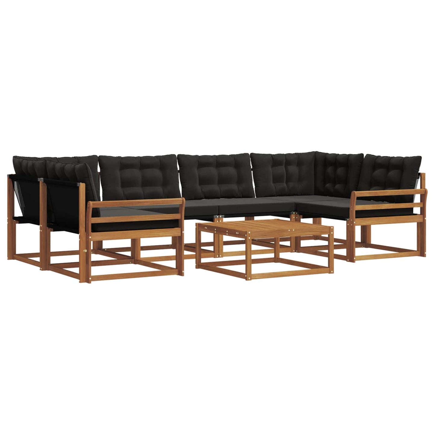 Outdoor-Sofagarnitur mit Kissen 7 pcs Natürlich und Schwarz
