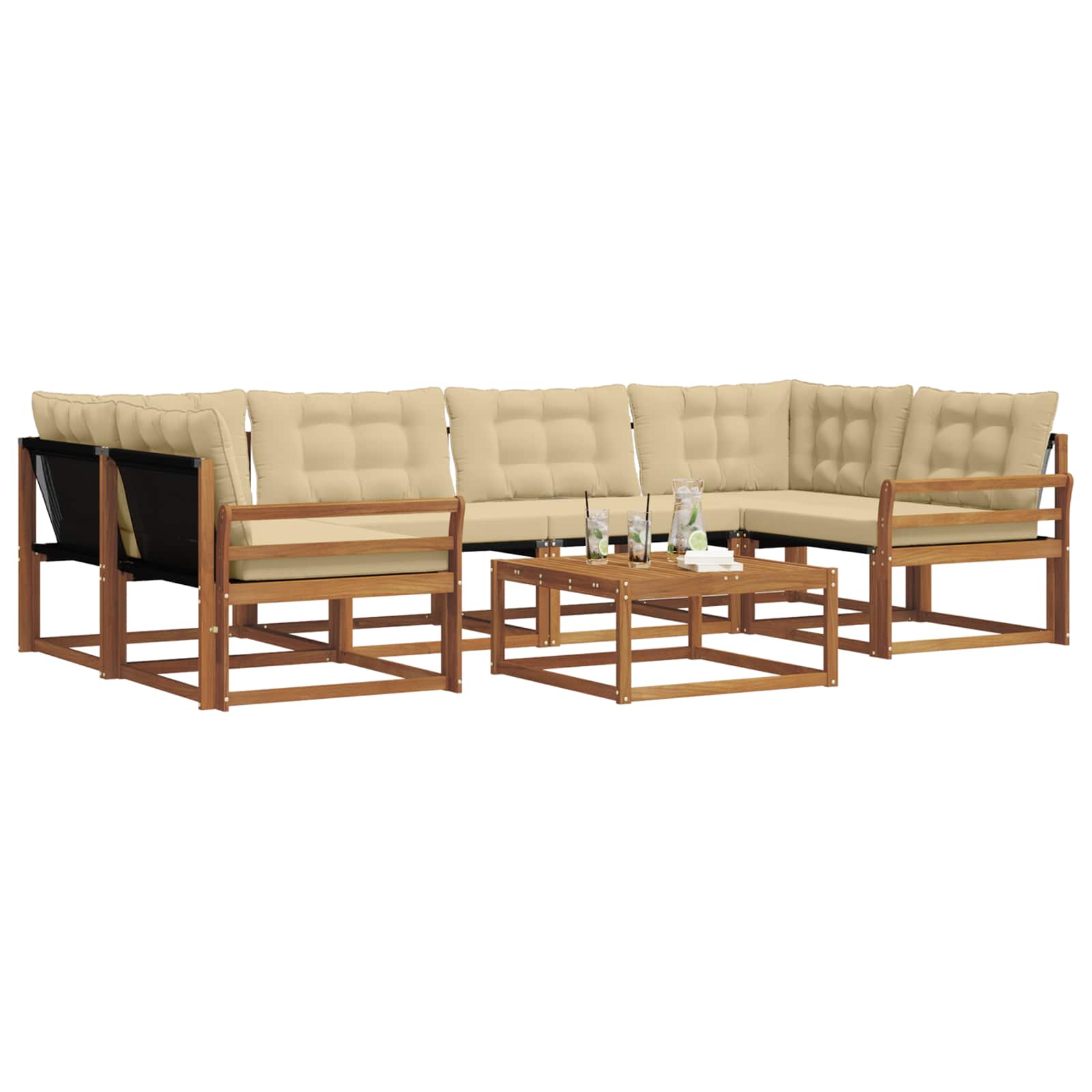 Outdoor-Sofagarnitur mit Kissen 7 pcs Natur und Beige