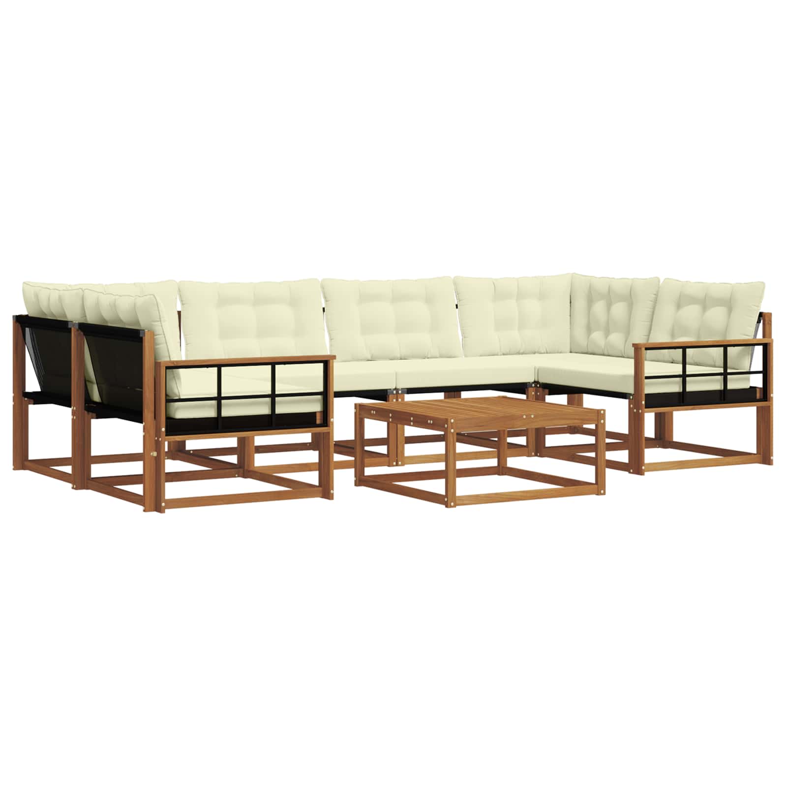 Outdoor-Sofagarnitur mit Kissen 7 pcs Natur und Creme