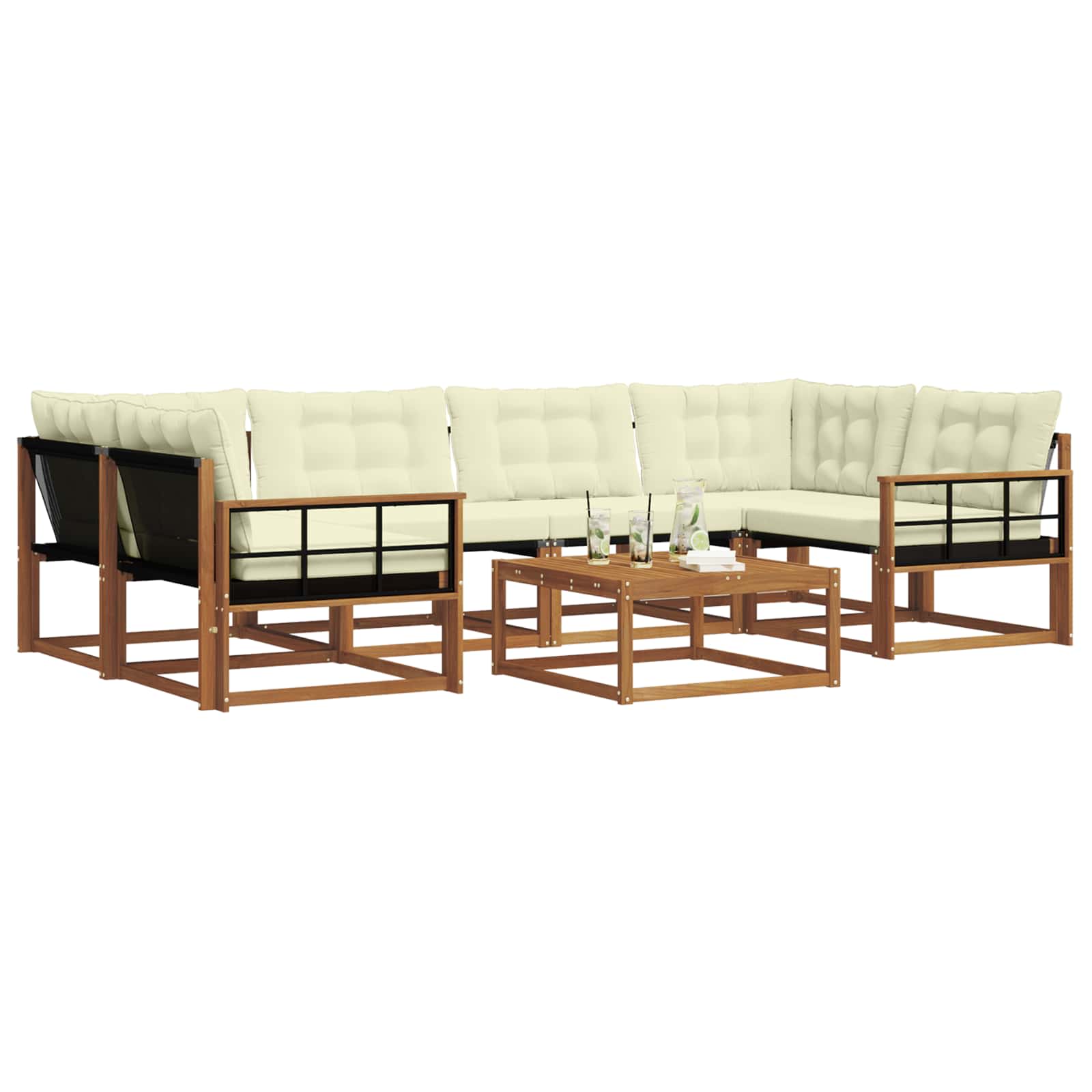 Outdoor-Sofagarnitur mit Kissen 7 pcs Natur und Creme