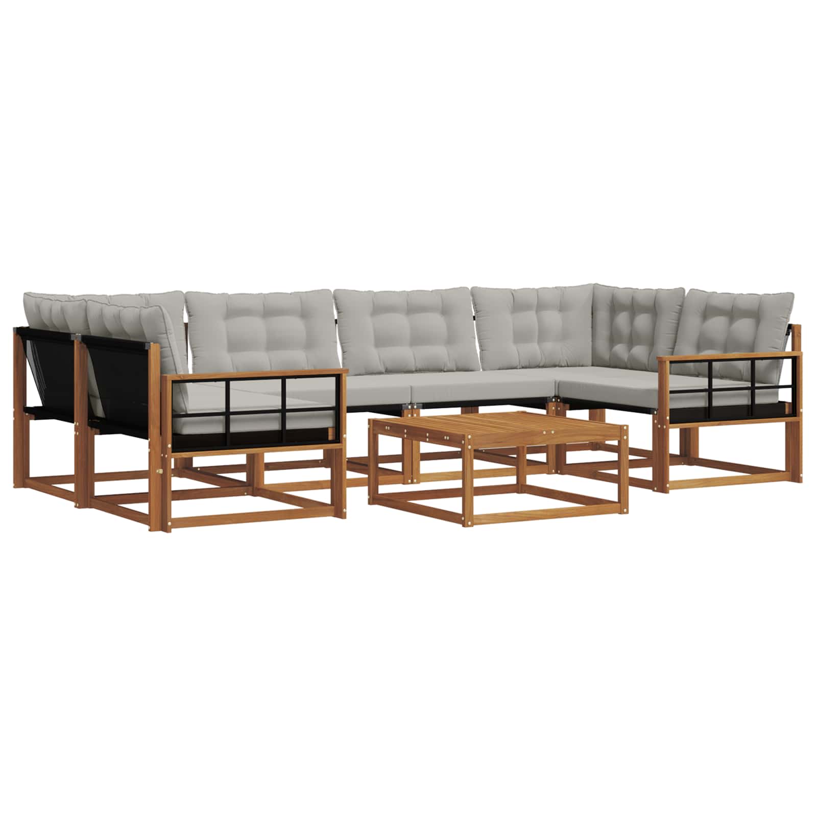 Outdoor-Sofagarnitur mit Kissen 7 pcs Natürlich und Hellgrau