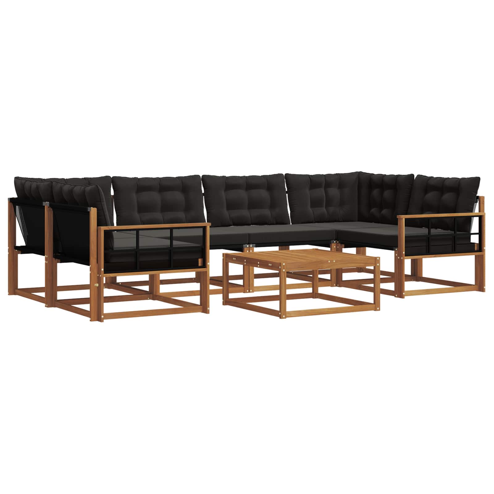 Outdoor-Sofagarnitur mit Kissen 7 pcs Natürlich und Schwarz
