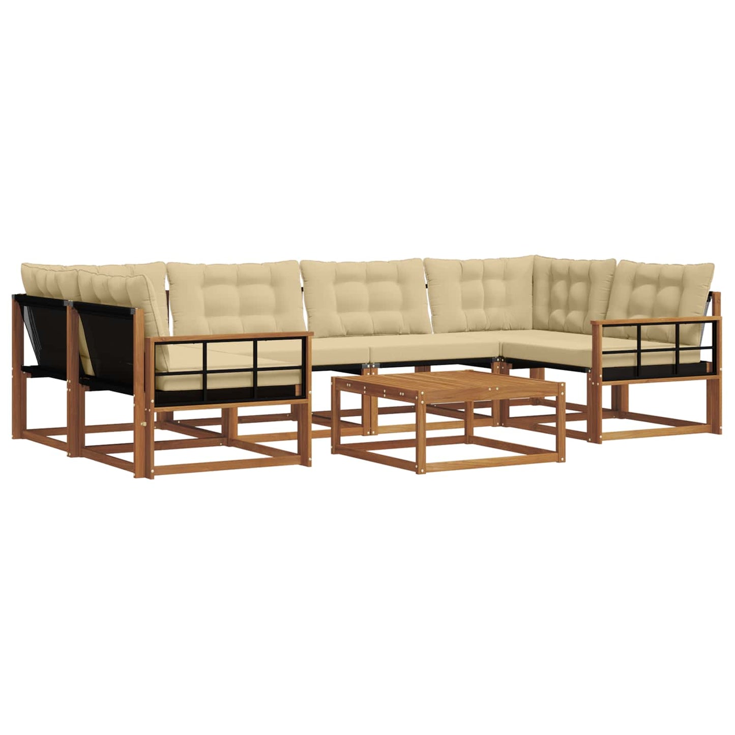 Outdoor-Sofagarnitur mit Kissen 7 pcs Natur und Beige