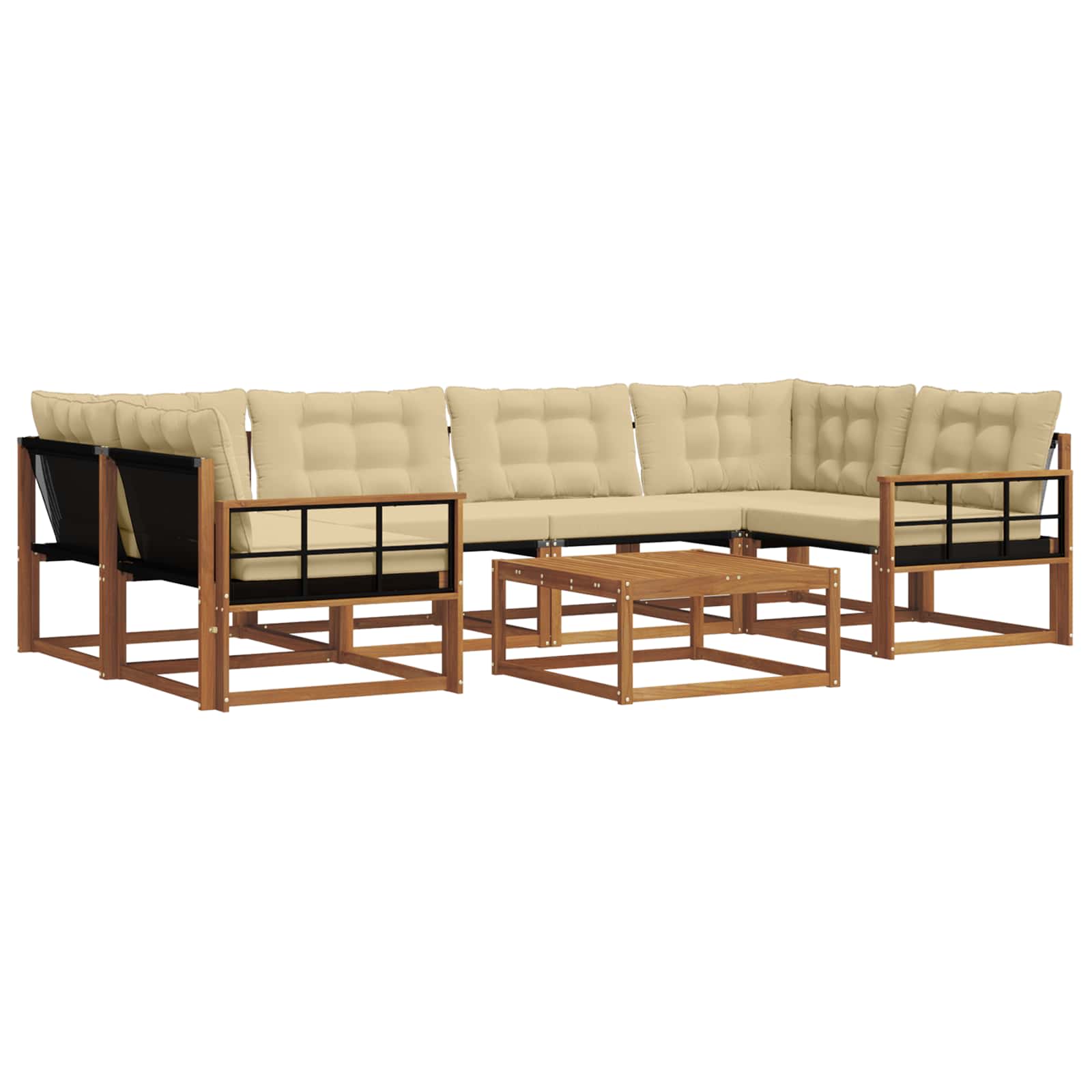 Outdoor-Sofagarnitur mit Kissen 7 pcs Natur und Beige