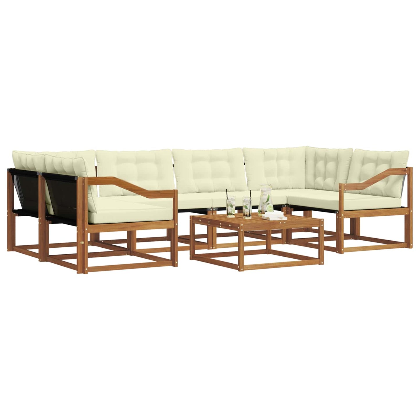 Outdoor-Sofagarnitur mit Kissen 7 pcs Natur und Creme