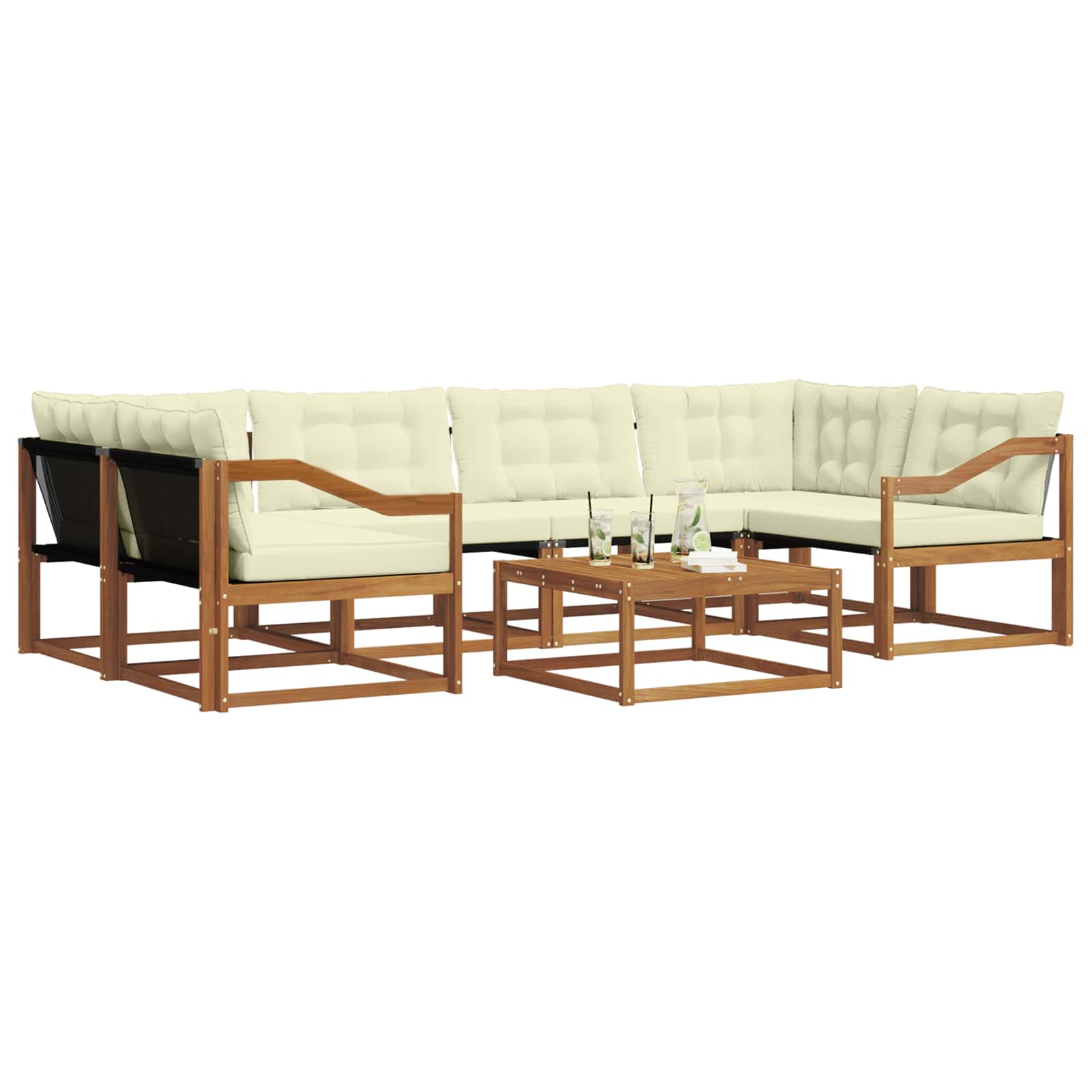 Outdoor-Sofagarnitur mit Kissen 7 pcs Natur und Creme