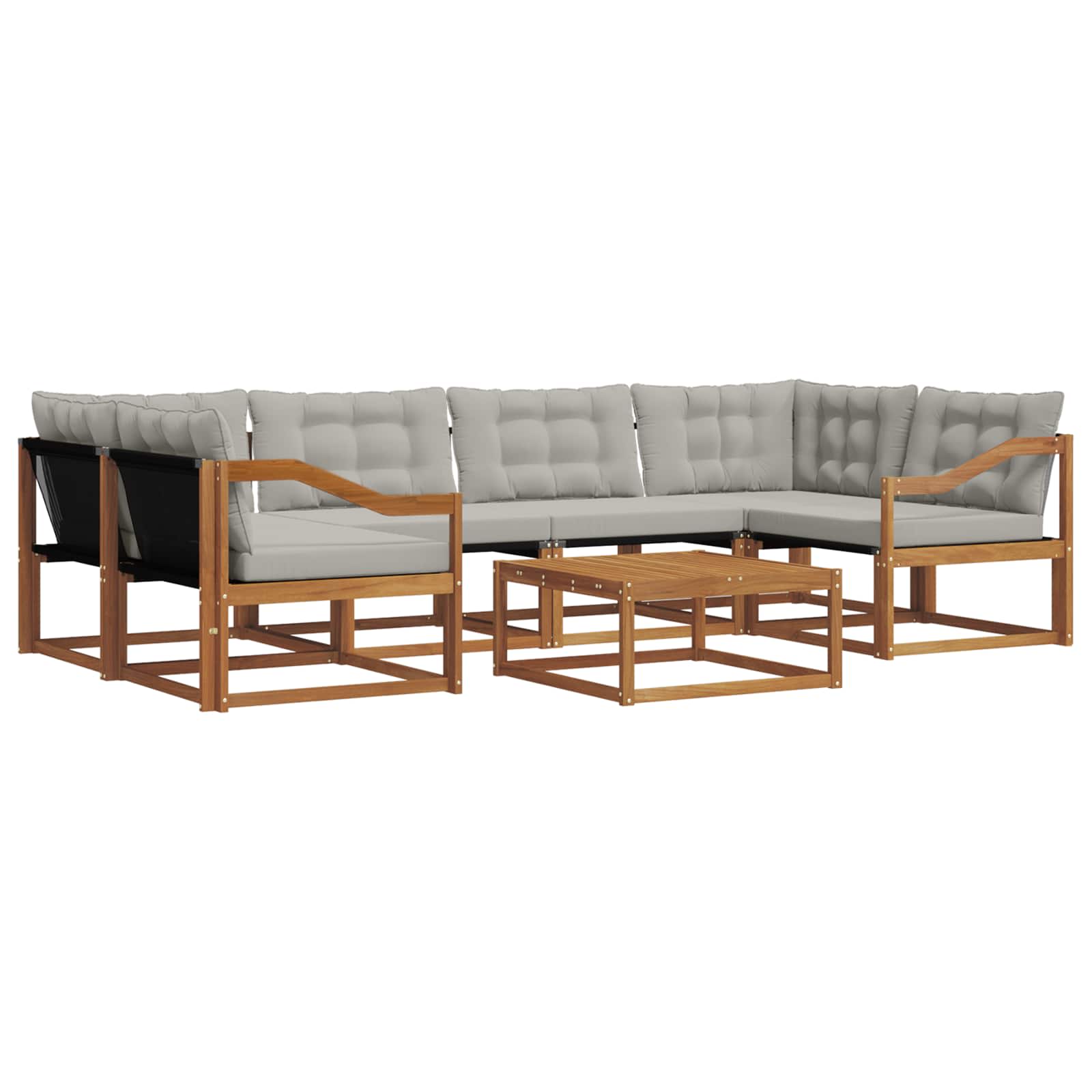 Outdoor-Sofagarnitur mit Kissen 7 pcs Natürlich und Hellgrau