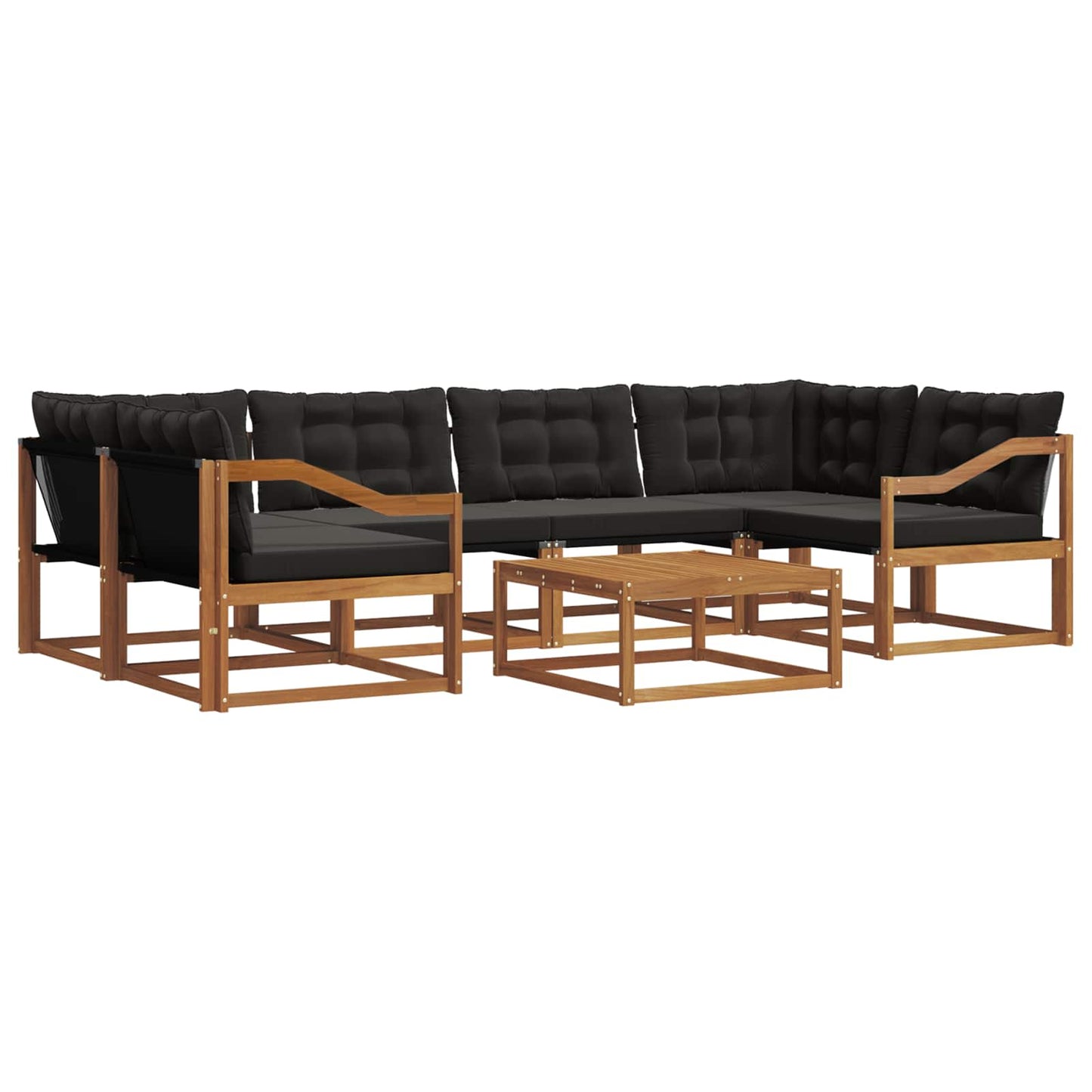 Outdoor-Sofagarnitur mit Kissen 7 pcs Natürlich und Schwarz