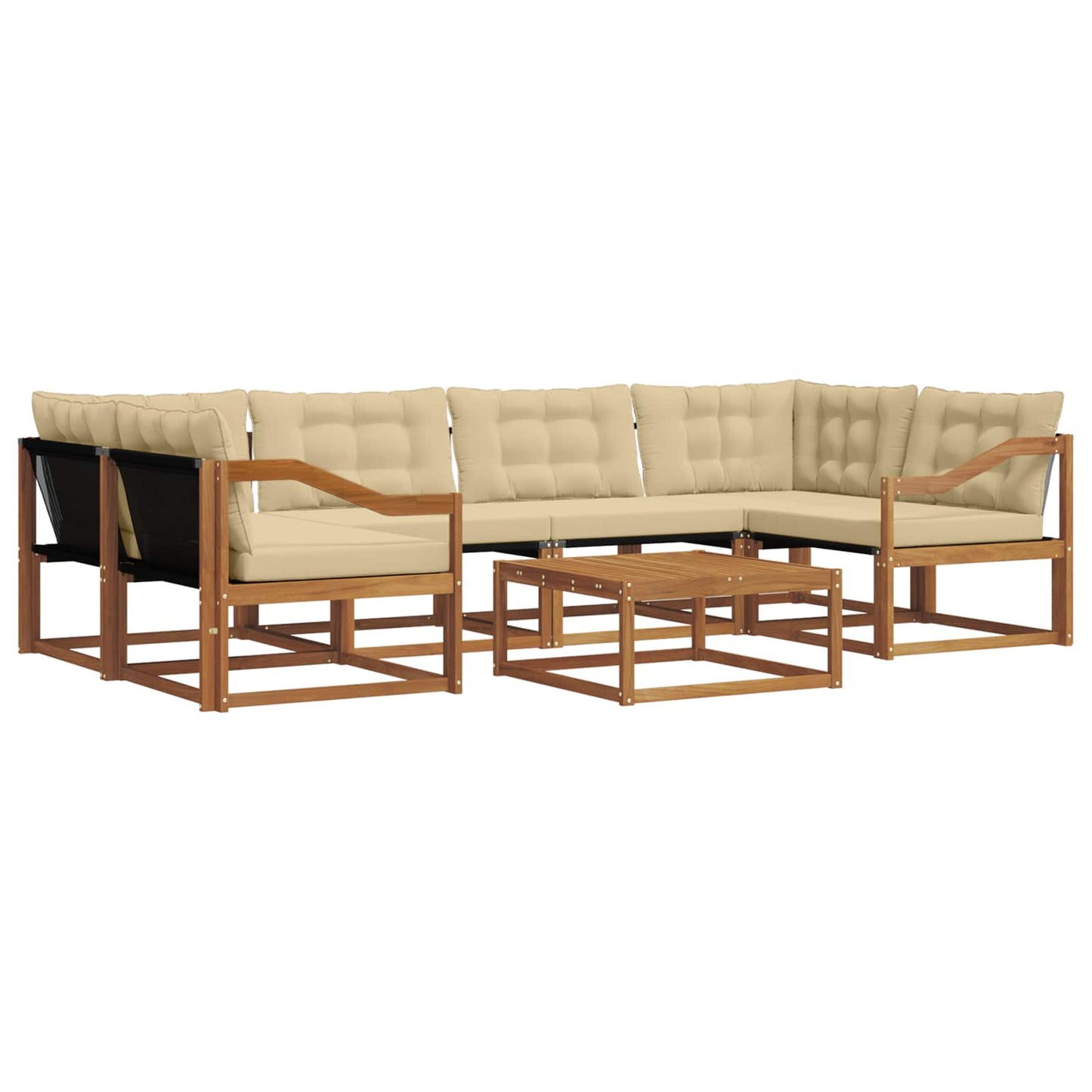 Outdoor-Sofagarnitur mit Kissen 7 pcs Natur und Beige