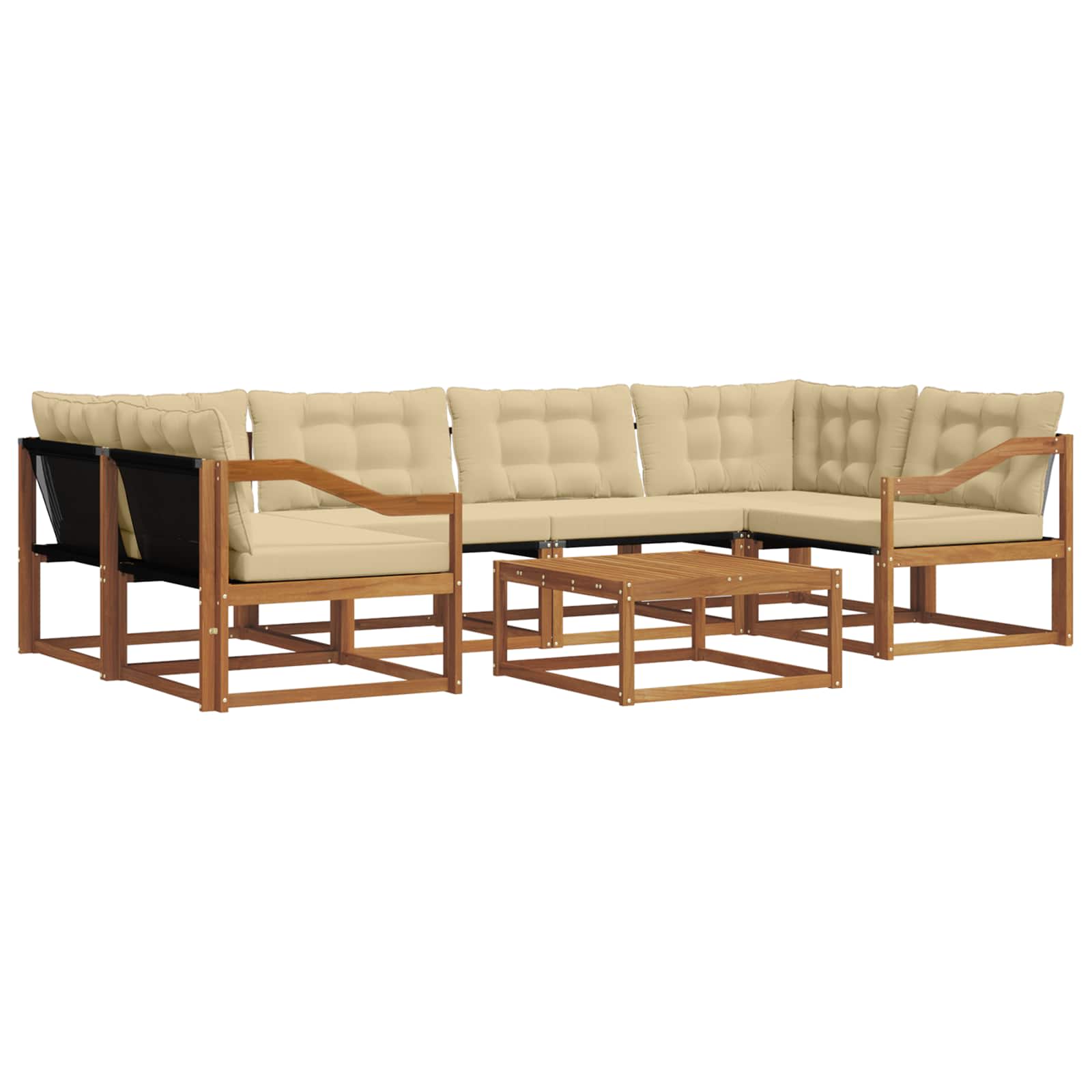 Outdoor-Sofagarnitur mit Kissen 7 pcs Natur und Beige