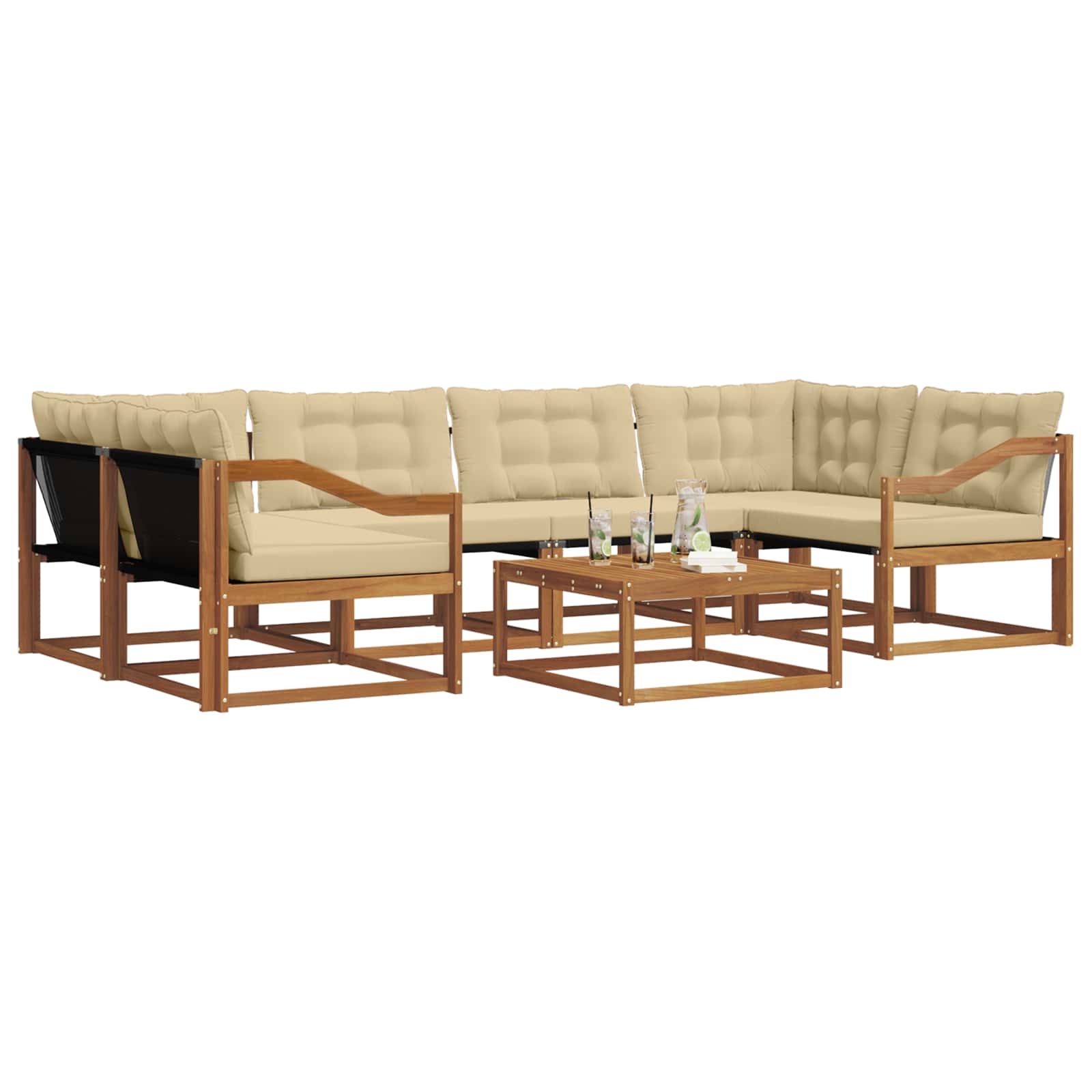 Outdoor-Sofagarnitur mit Kissen 7 pcs Natur und Beige