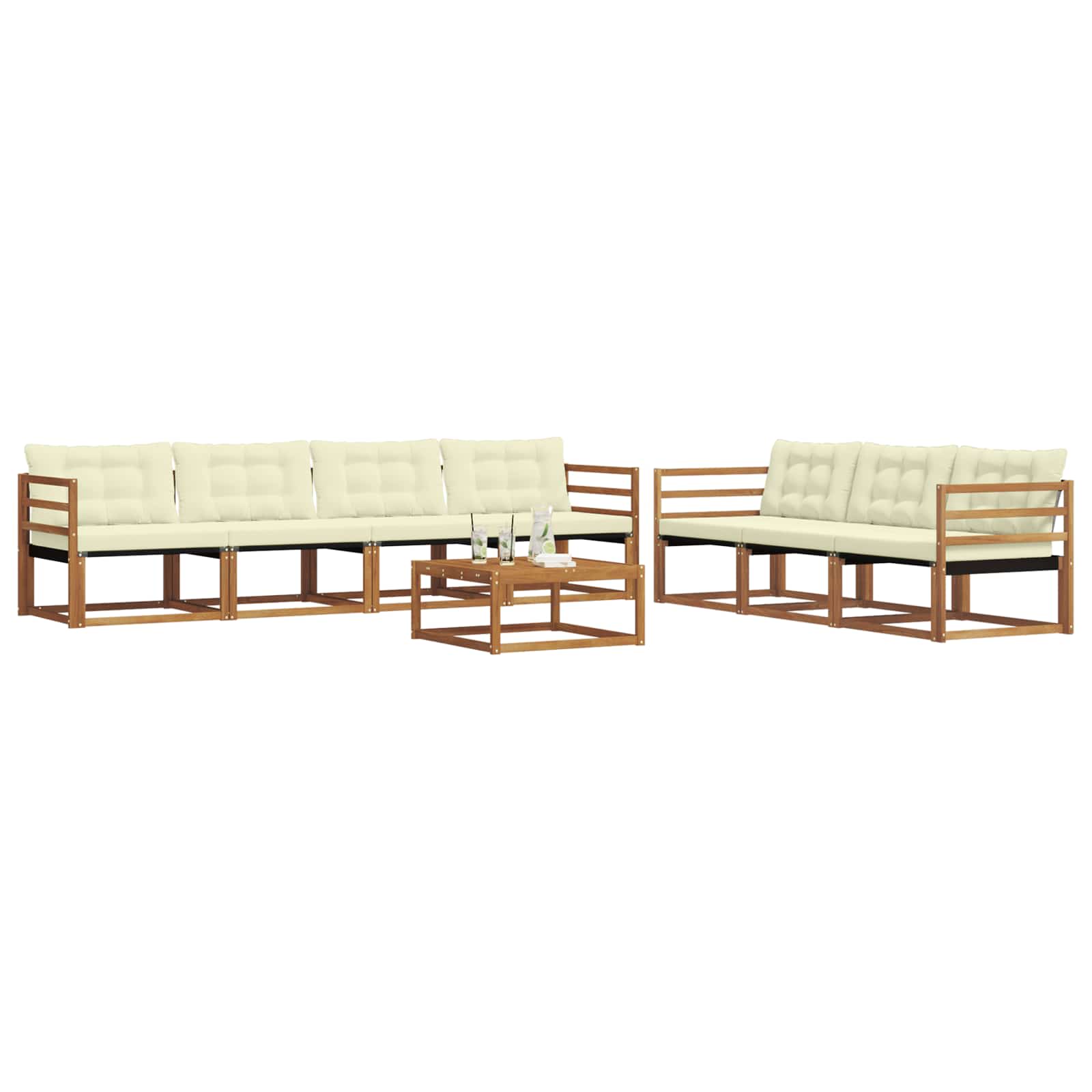 Outdoor-Sofagarnitur mit Kissen 8 pcs Natur und Creme