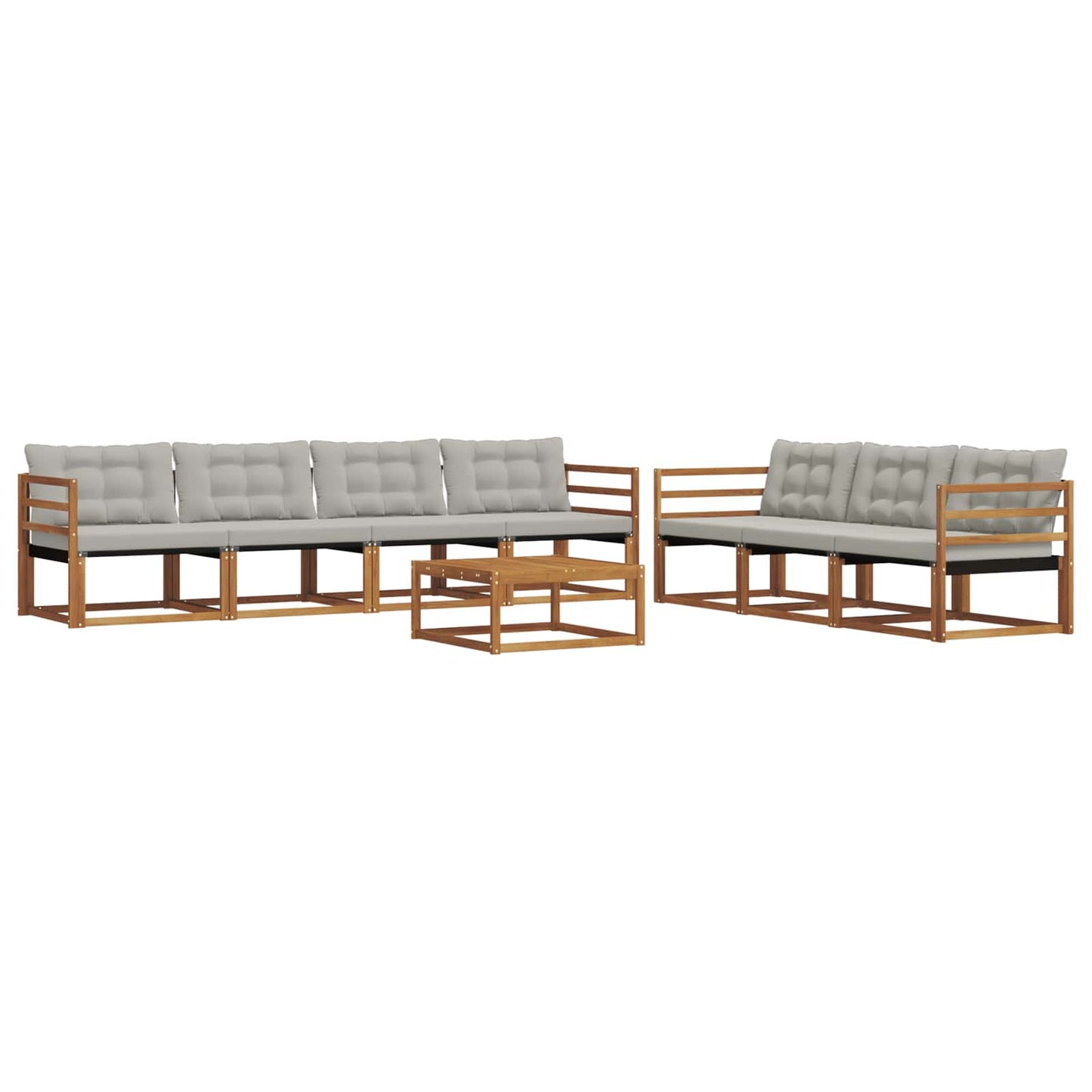 Outdoor-Sofagarnitur mit Kissen 8 pcs Natürlich und Hellgrau