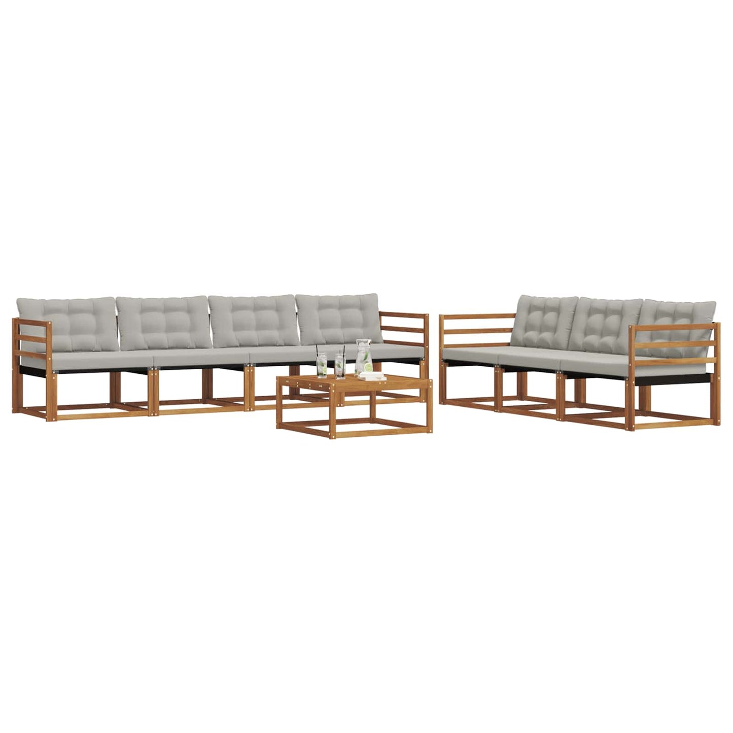 Outdoor-Sofagarnitur mit Kissen 8 pcs Natürlich und Hellgrau