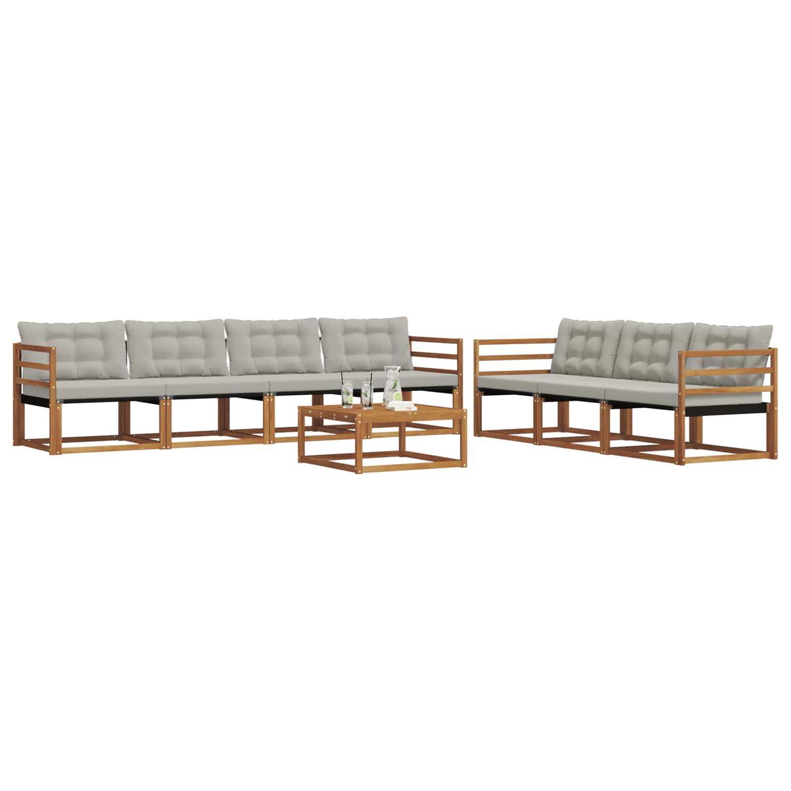 Outdoor-Sofagarnitur mit Kissen 8 pcs Natürlich und Hellgrau