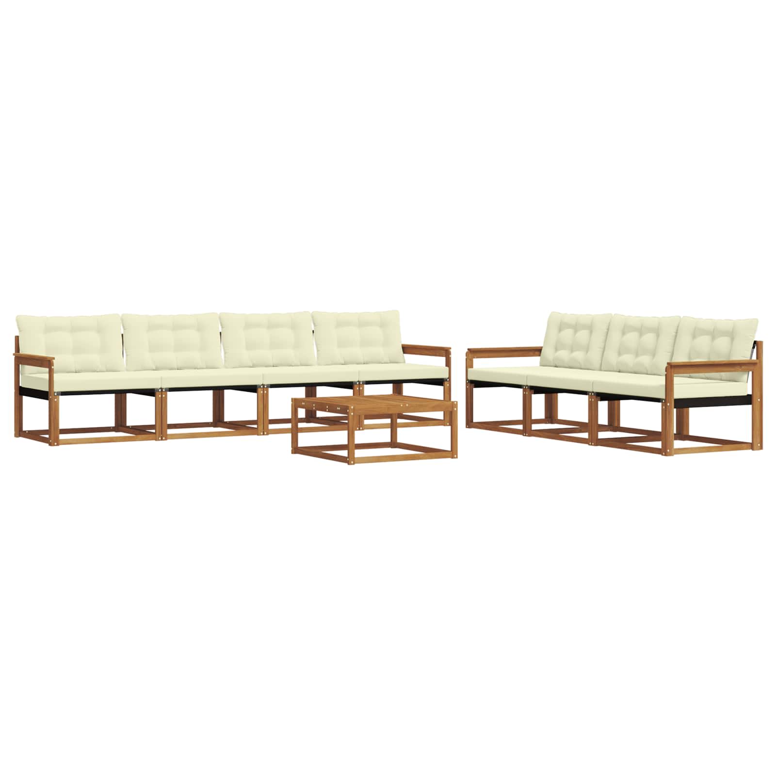 Outdoor-Sofagarnitur mit Kissen 8 pcs Natur und Creme