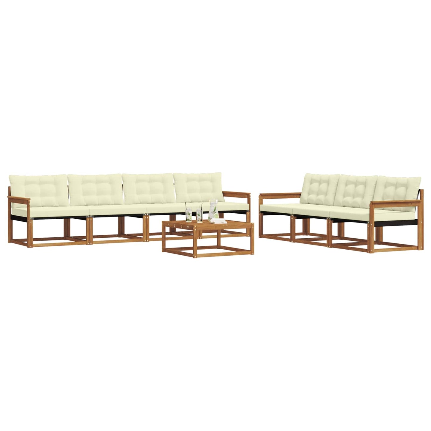 Outdoor-Sofagarnitur mit Kissen 8 pcs Natur und Creme