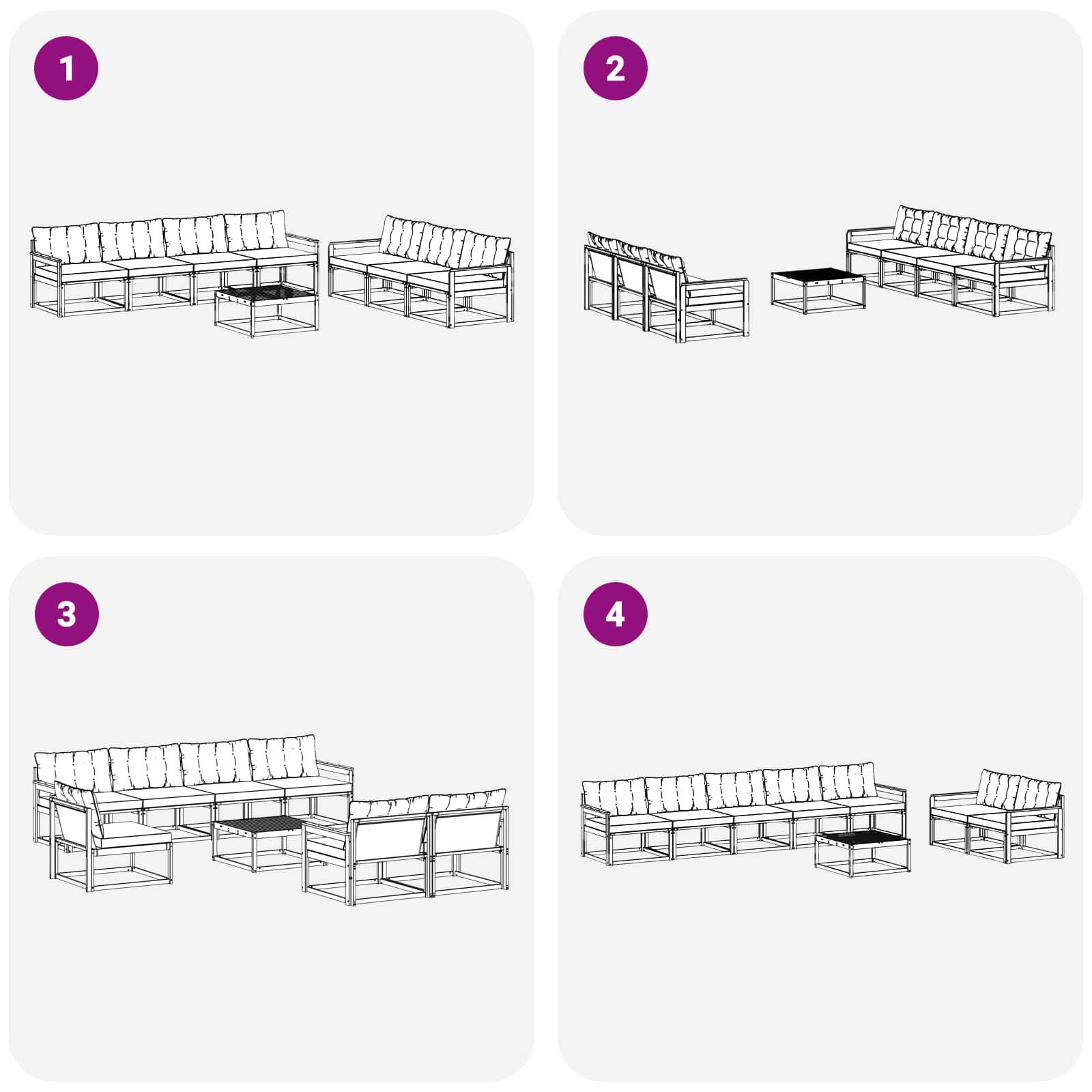 Outdoor-Sofagarnitur mit Kissen 8 pcs Natur und Creme