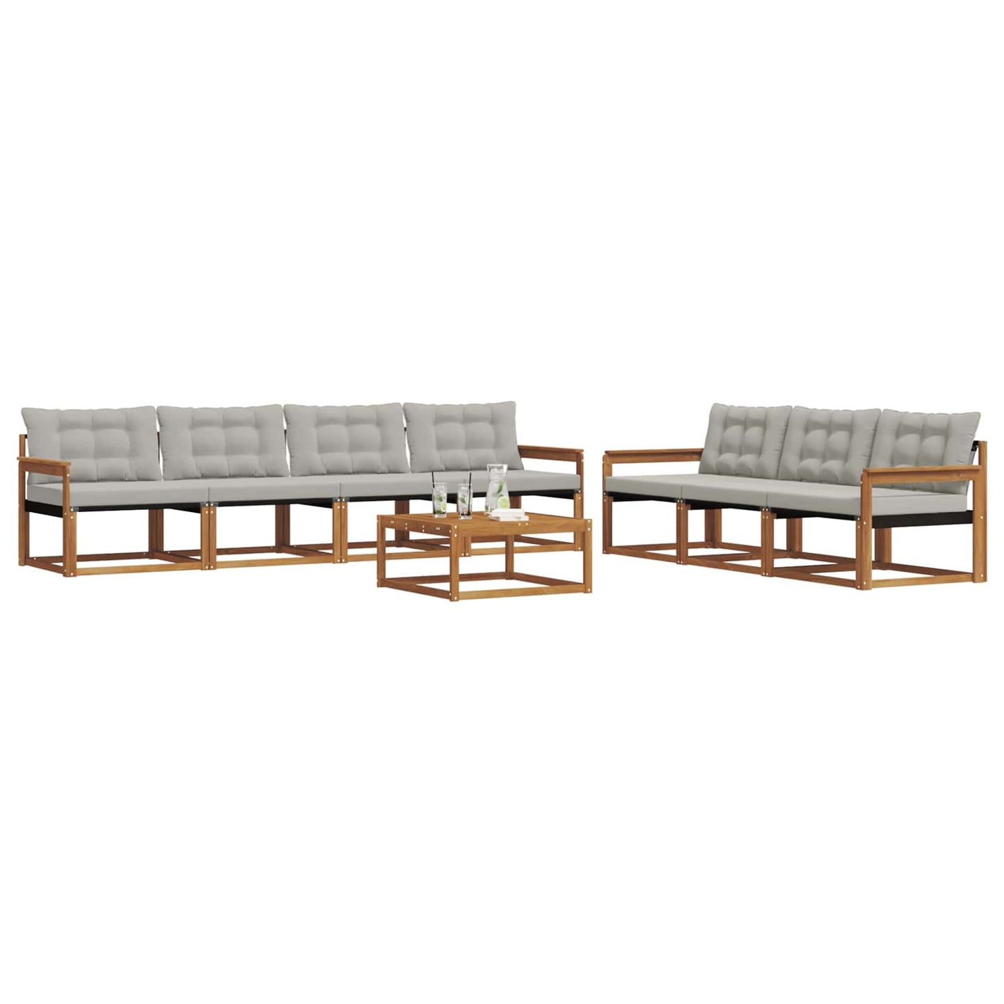Outdoor-Sofagarnitur mit Kissen 8 pcs Natürlich und Hellgrau