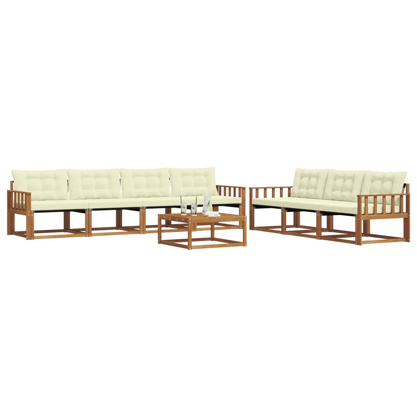Outdoor-Sofagarnitur mit Kissen 8 pcs Natur und Creme