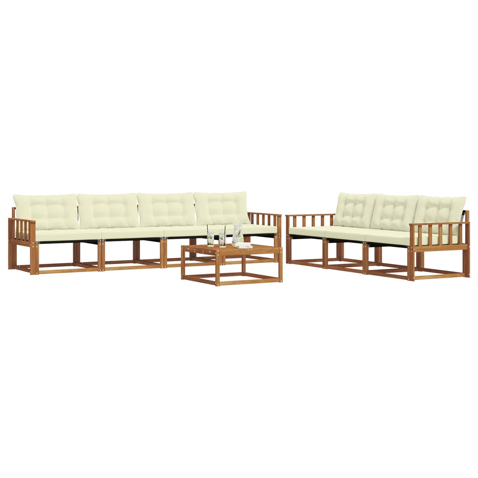 Outdoor-Sofagarnitur mit Kissen 8 pcs Natur und Creme