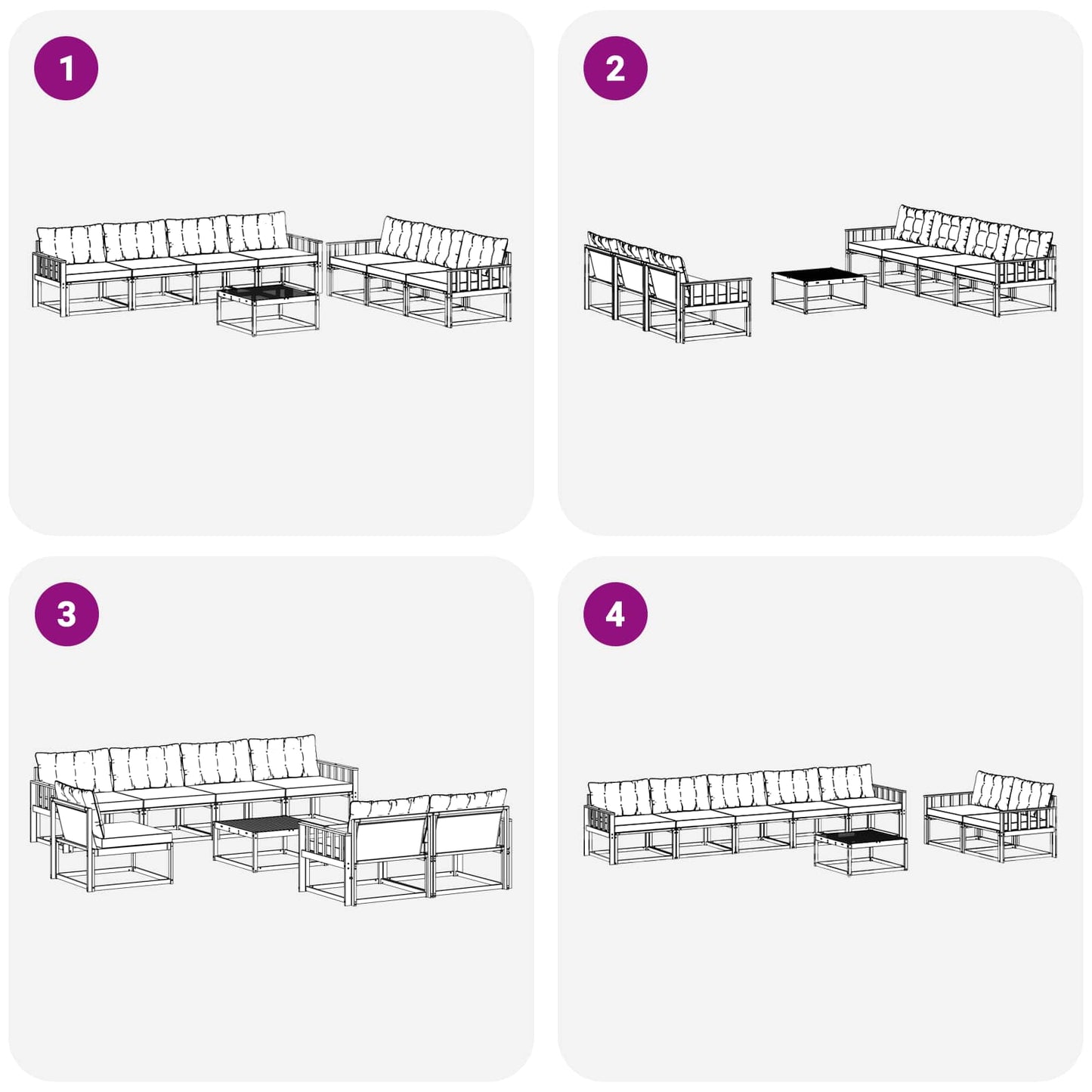 Outdoor-Sofagarnitur mit Kissen 8 pcs Natur und Creme