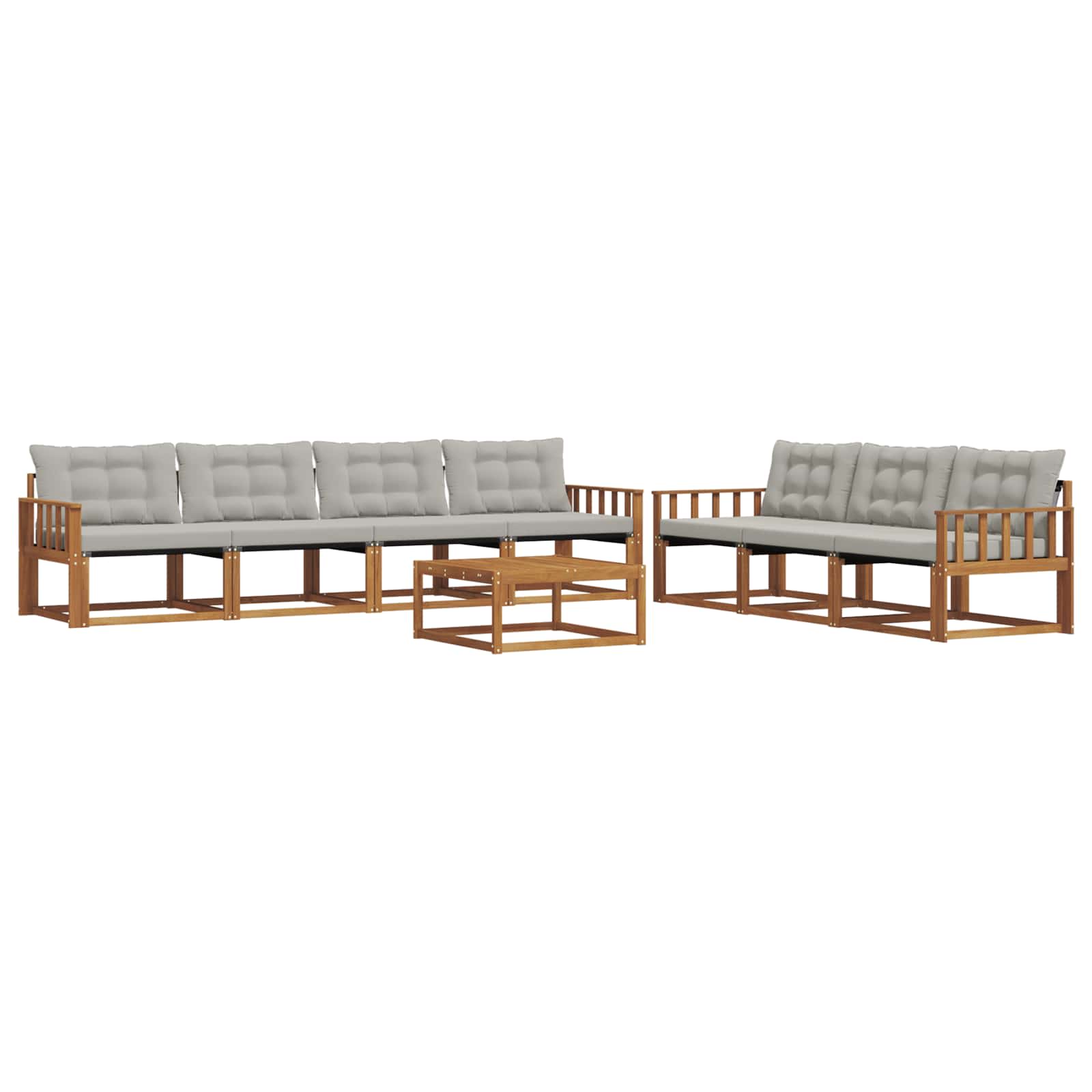 Outdoor-Sofagarnitur mit Kissen 8 pcs Natürlich und Hellgrau