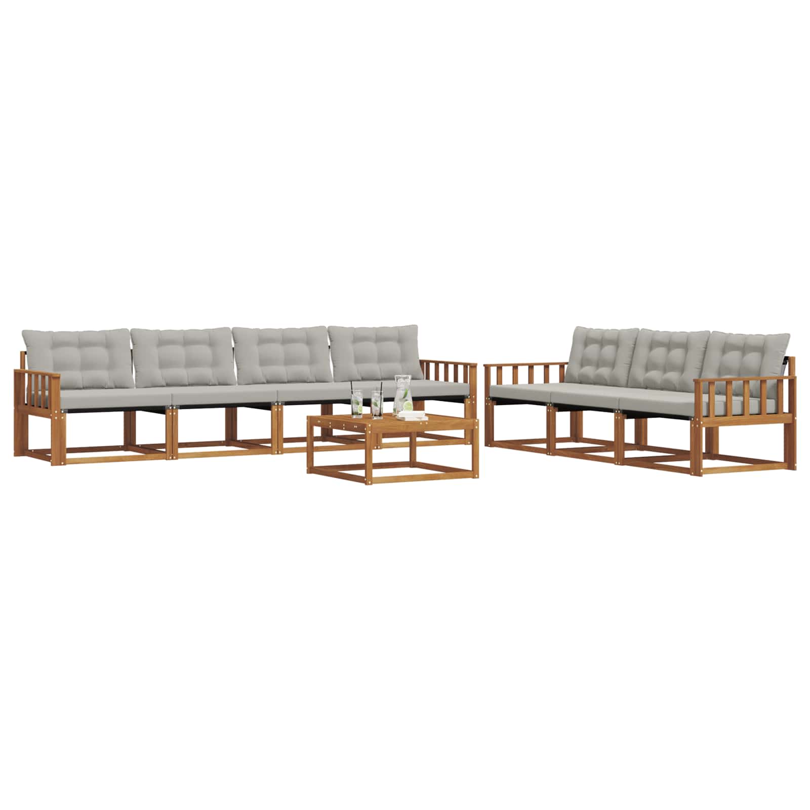 Outdoor-Sofagarnitur mit Kissen 8 pcs Natürlich und Hellgrau