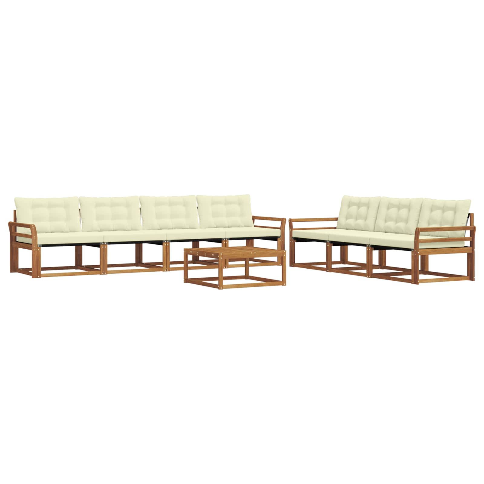 Outdoor-Sofagarnitur mit Kissen 8 pcs Natur und Creme