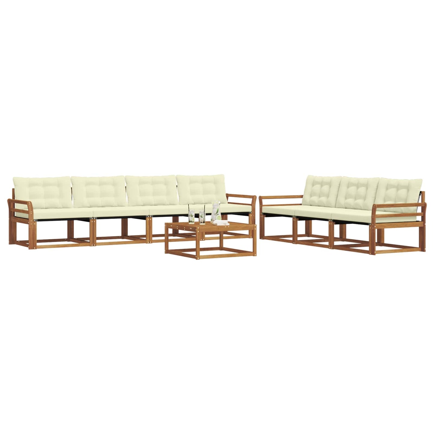Outdoor-Sofagarnitur mit Kissen 8 pcs Natur und Creme