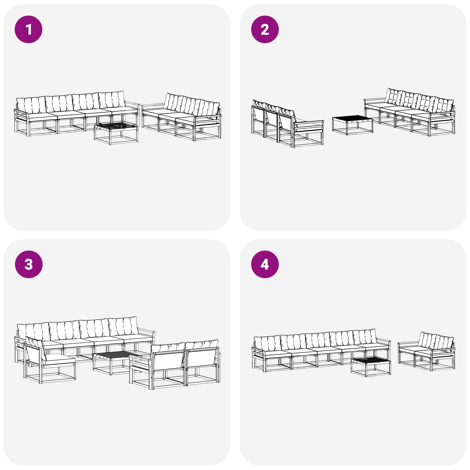 Outdoor-Sofagarnitur mit Kissen 8 pcs Natur und Creme