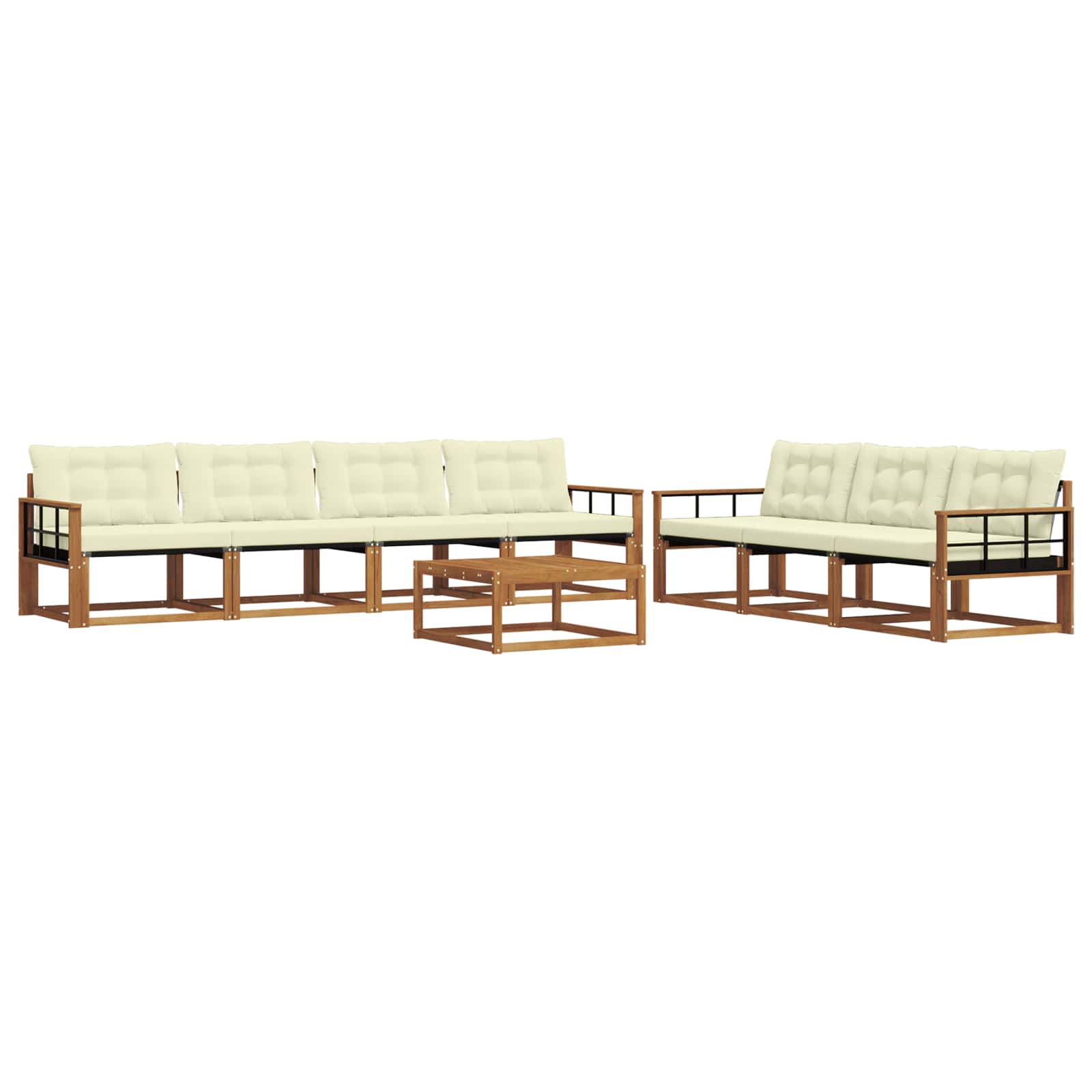 Outdoor-Sofagarnitur mit Kissen 8 pcs Natur und Creme
