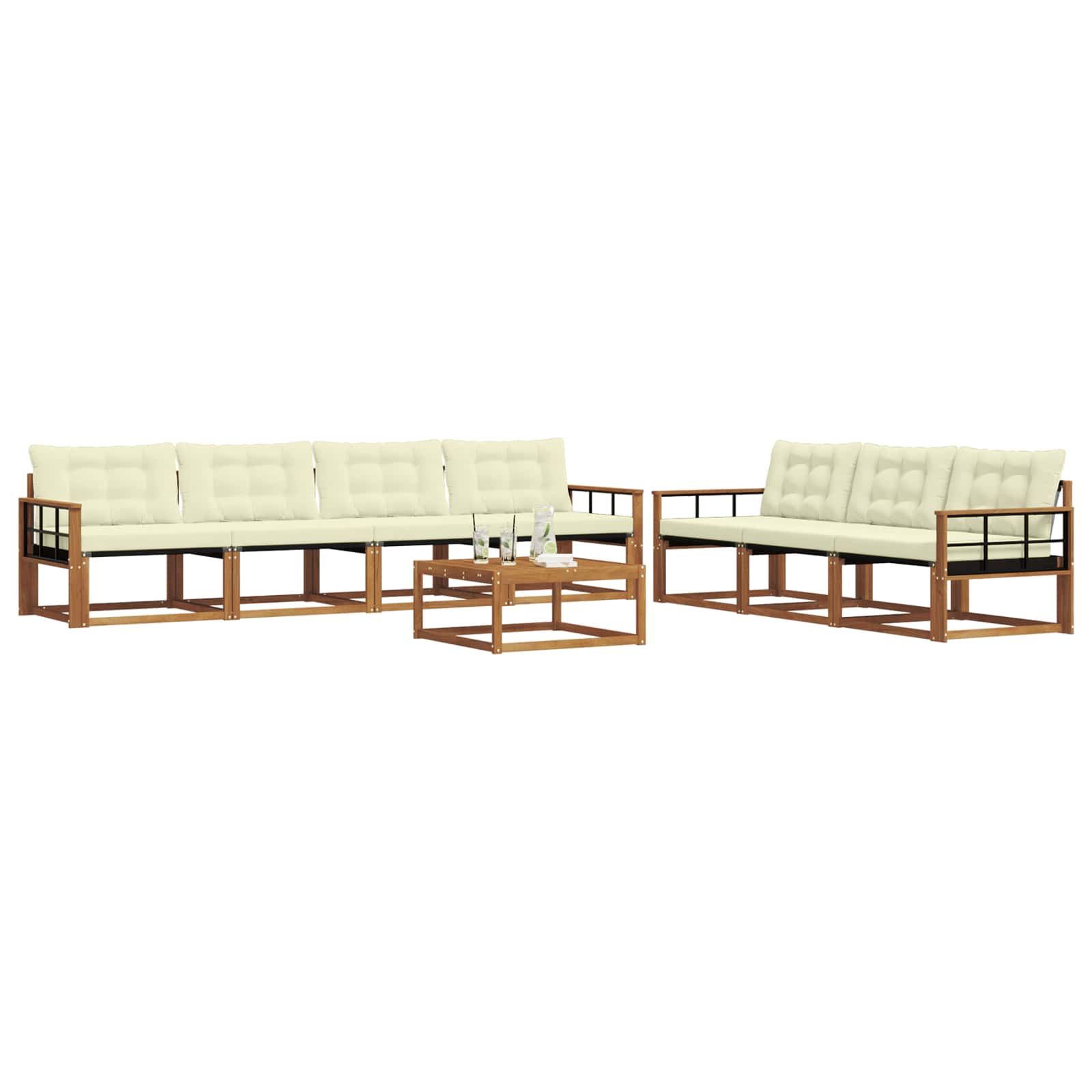 Outdoor-Sofagarnitur mit Kissen 8 pcs Natur und Creme