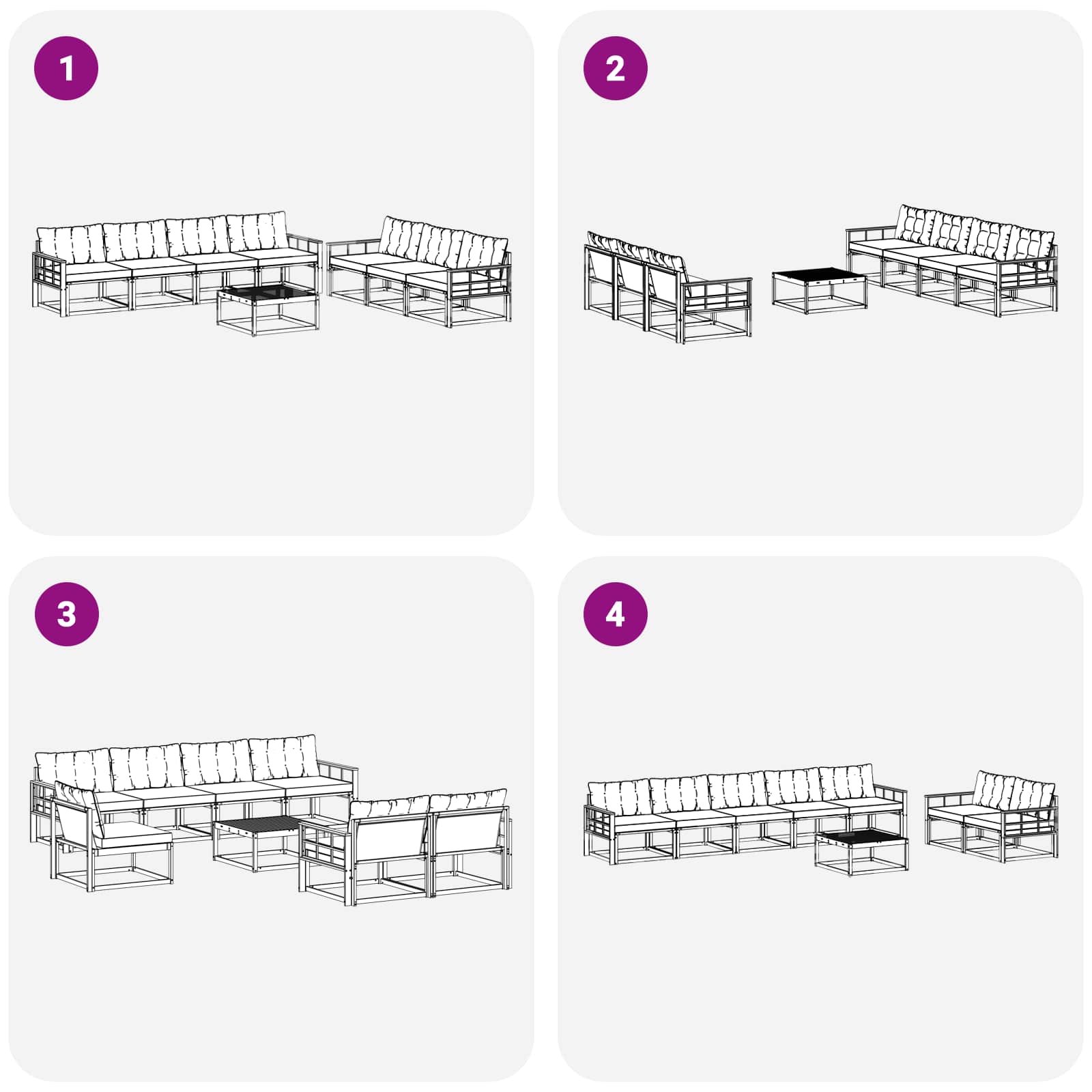 Outdoor-Sofagarnitur mit Kissen 8 pcs Natur und Creme