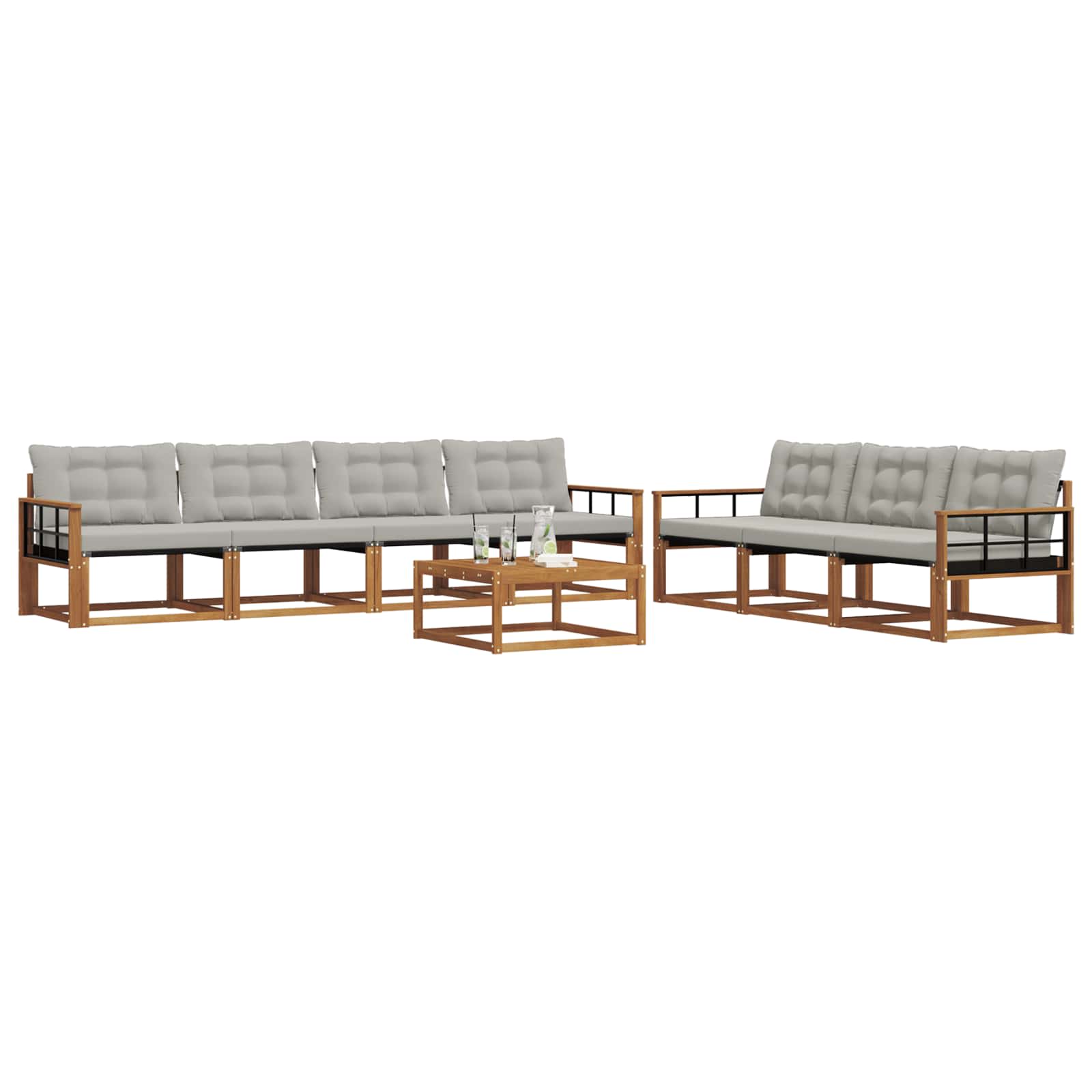 Outdoor-Sofagarnitur mit Kissen 8 pcs Natürlich und Hellgrau