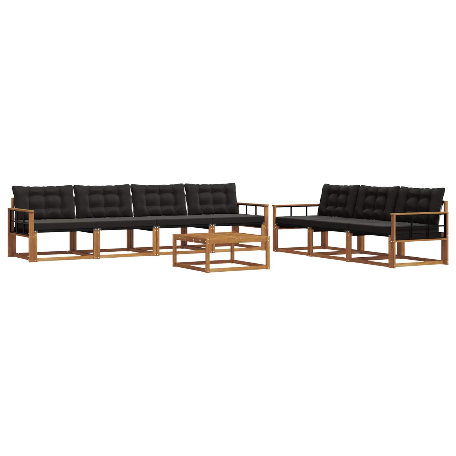 Outdoor-Sofagarnitur mit Kissen 8 pcs Natürlich und Schwarz